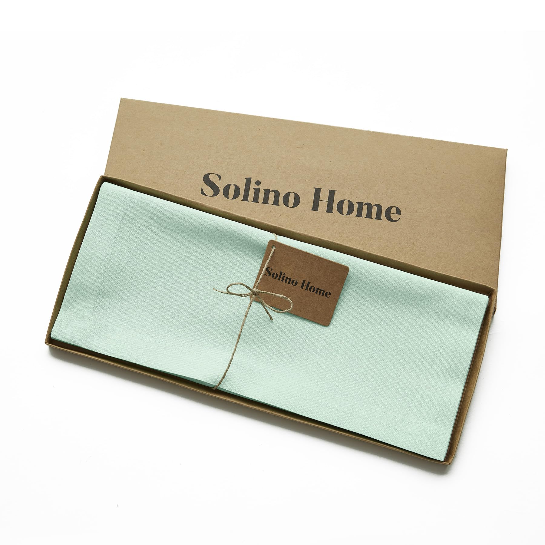 Solino Home Aqua Table Runner 90 Inches Long - Cotton Linen Table Runner 14 X 90 Inch - Machine Washable Dining Table Runner For