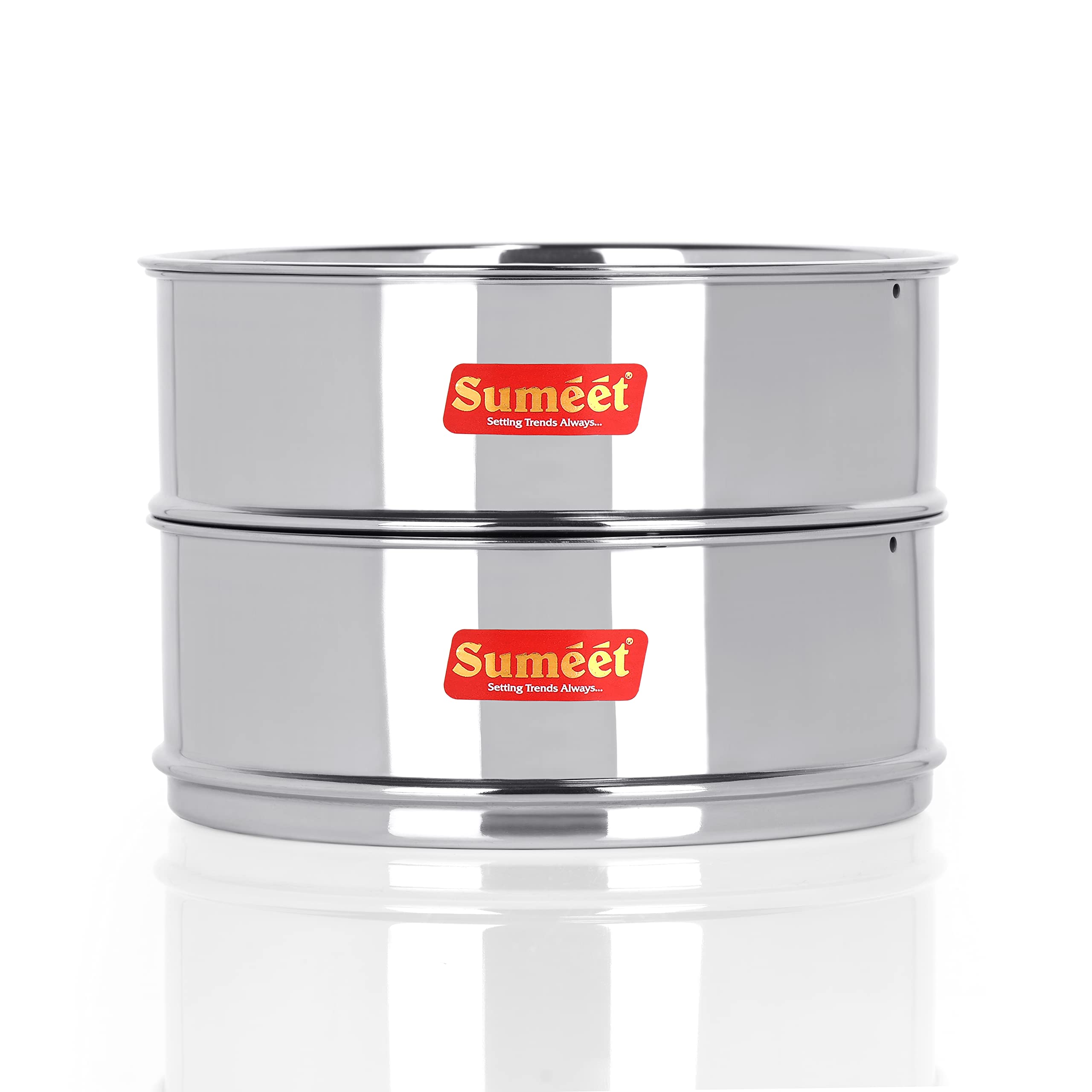 Sumeet Stainless Steel Deep Stackable Container Separator With Lid Suitable For 5 Liter & 5.5 Liter Inner & Outer Lid Cooker  Silver