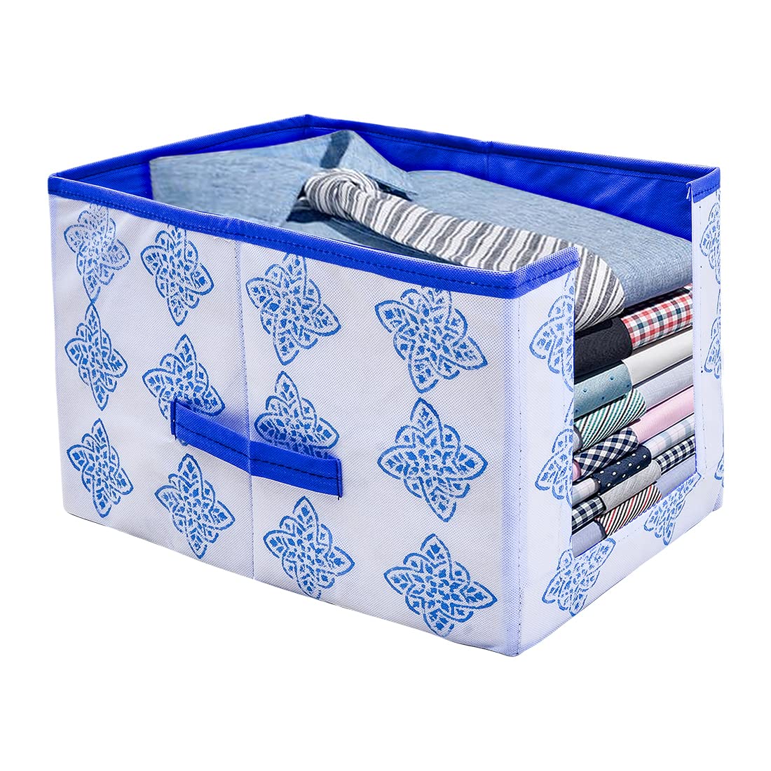 Whitekrafts Shirt Stacker Wardrobe Organizer & Shirt Storage Bin Clothing Covers For Closets Printed Fabric Combo (1 Pcs)