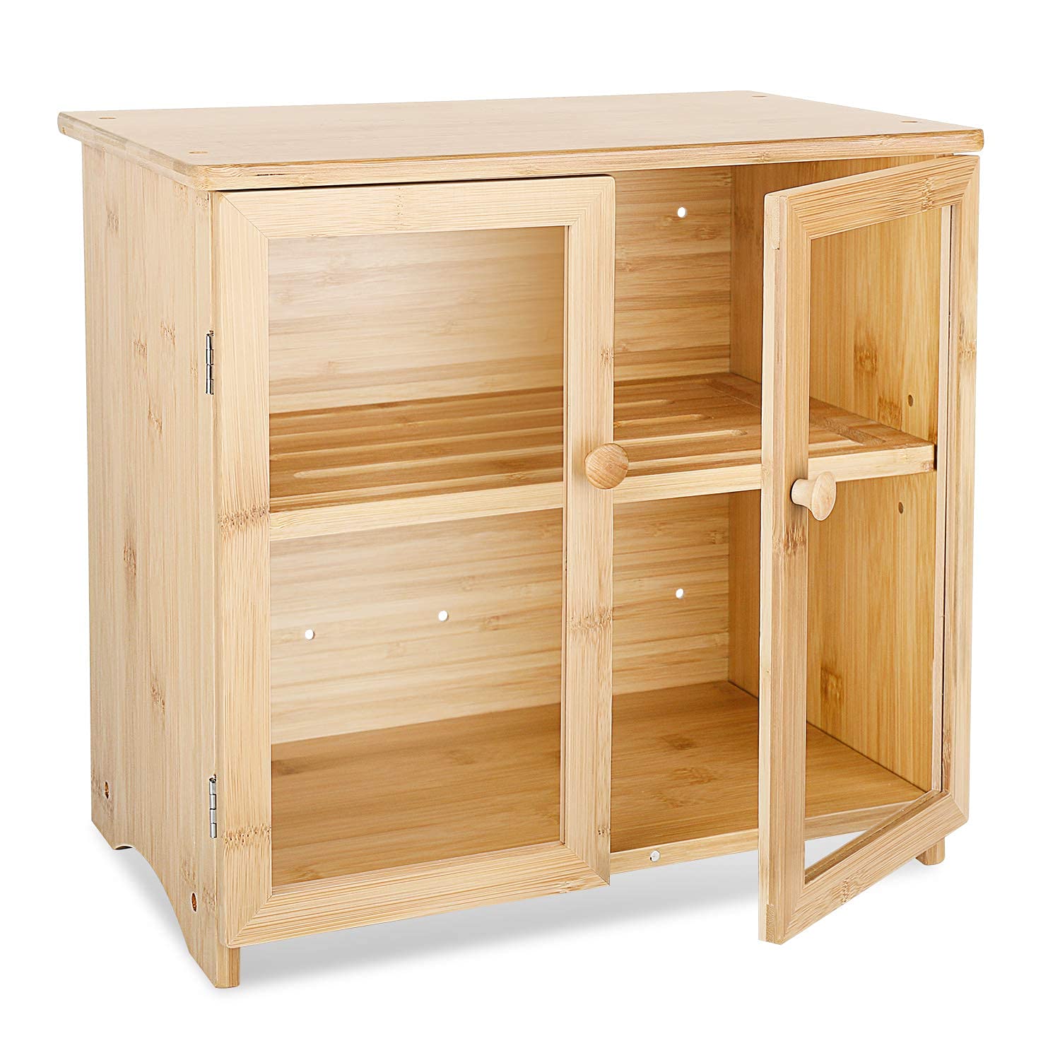 Leopard Bamboo Bread Box For Kitchen Countertop, 2 Layers Bread Boxes With Clear Window For Kitchen Food Storage, Large Bread St