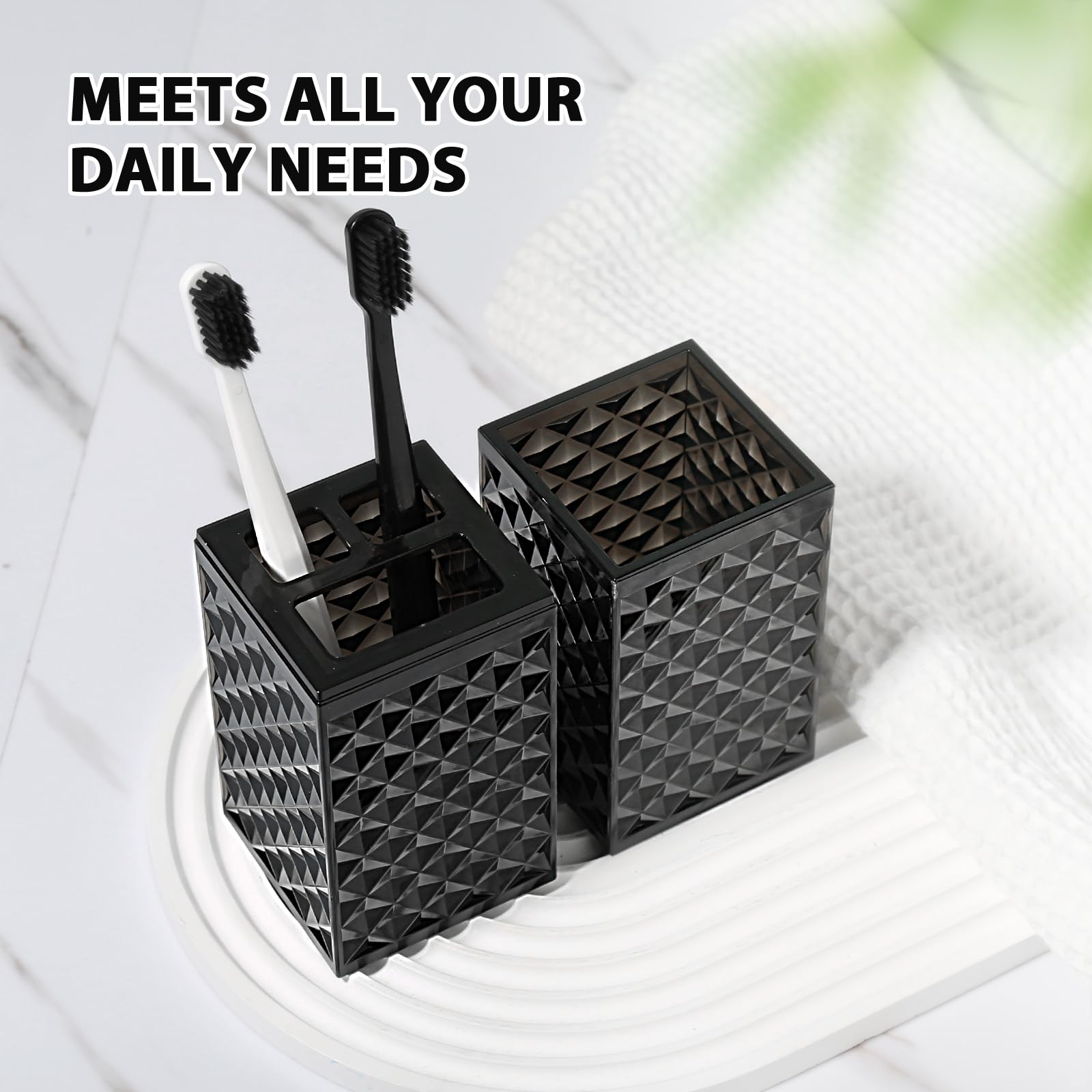 Rytoxilo Black Bathroom Accessories Set, 4 Pack Matte Black Bath Accessory Sets Complete, Acrylic Soap Dispenser And Toothbrush