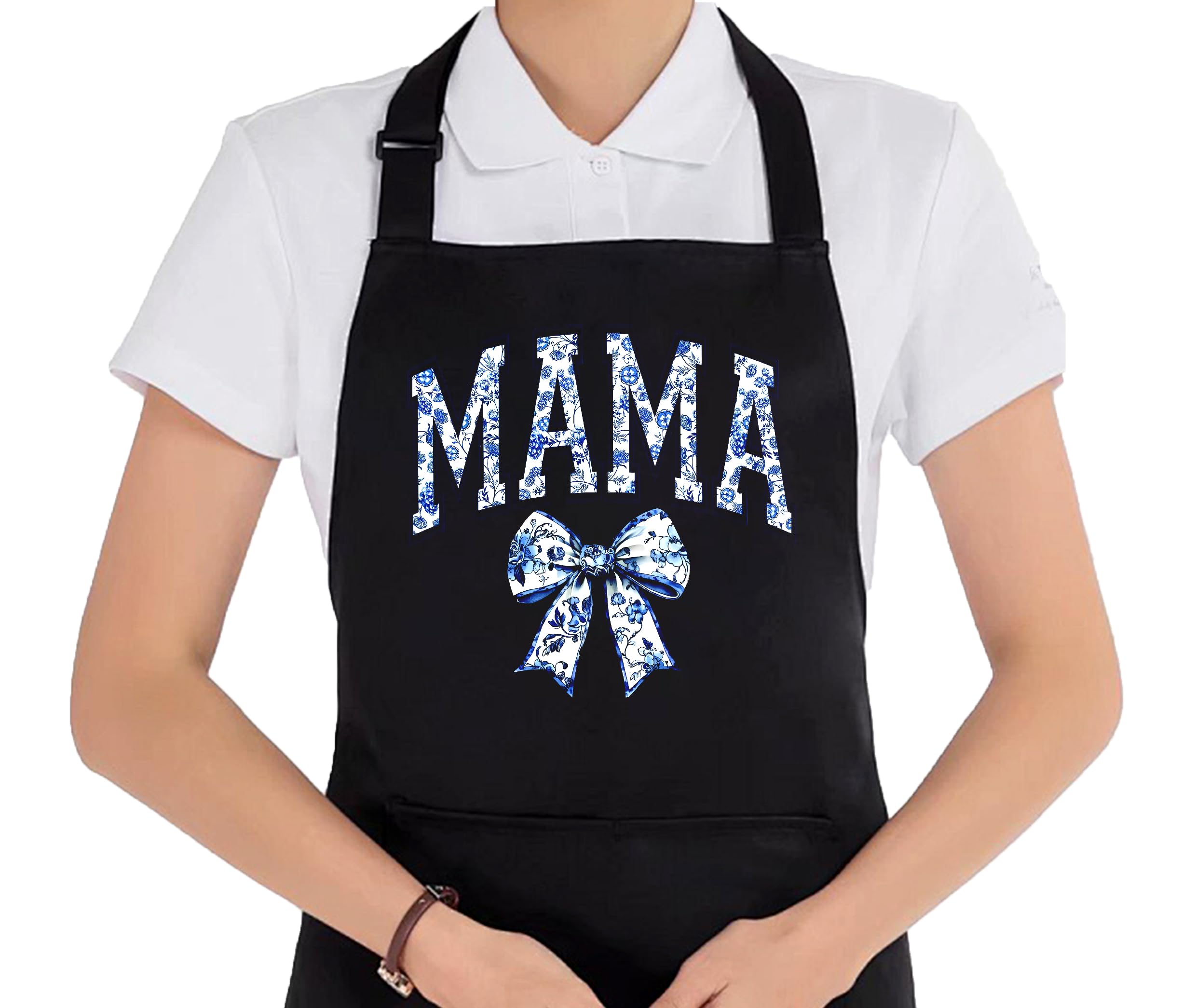 Uinwk Coquette Chinoiserie Bow Mama Aprons For Women With Pockets, MotherS Day Gifts For Mama Mom From Daughter Son, Mom Mother