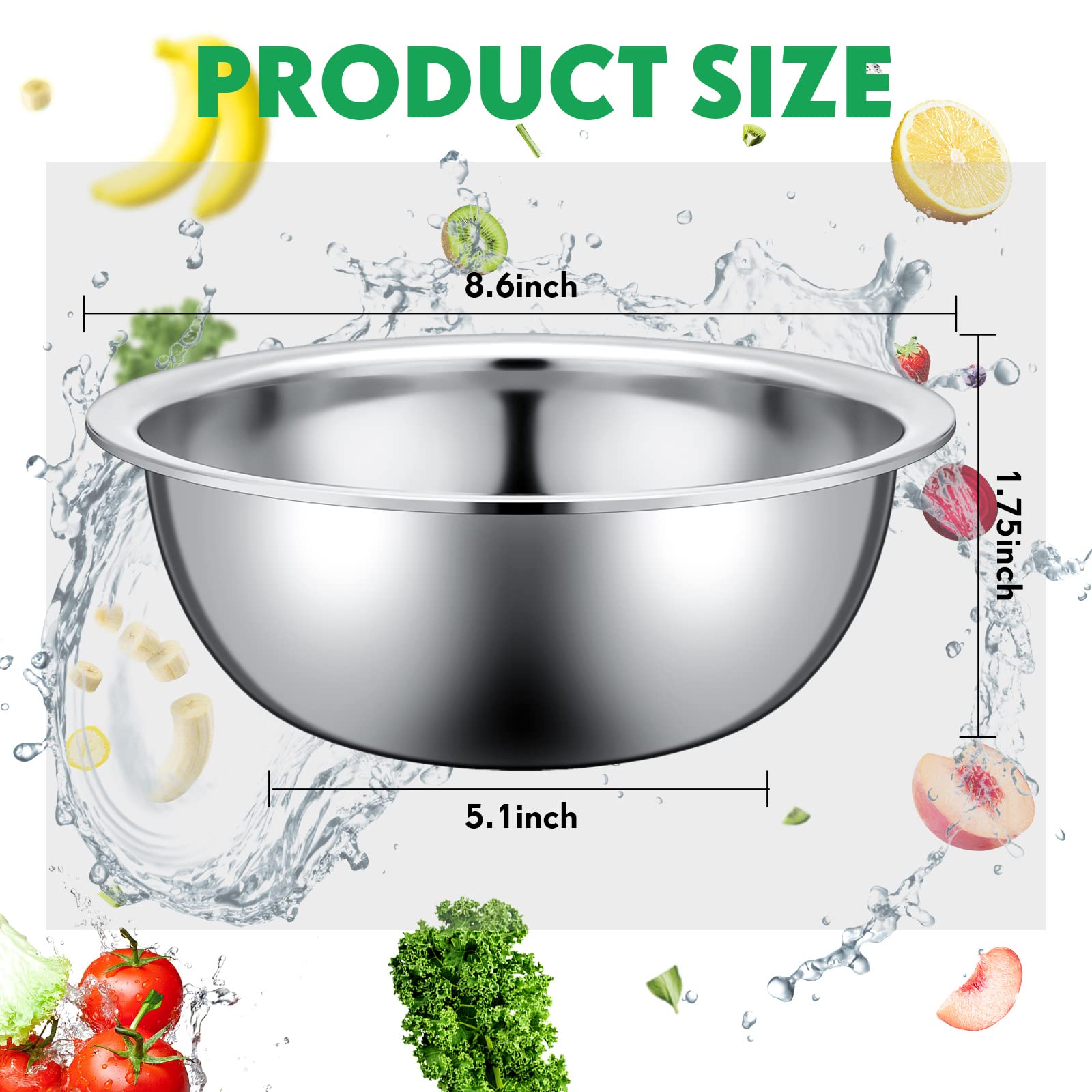 Pinkunn Set Of 12 Stainless Steel Mixing Bowls Bulk Nesting Metal Salad Bowls Food Mixing Bowls Baking Prep Reusable Large Bowl