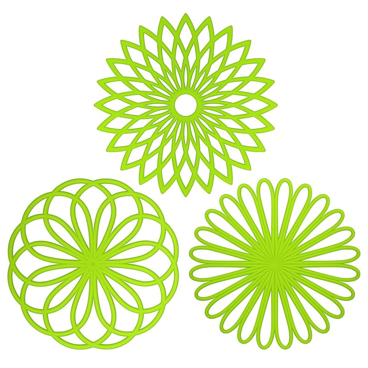 ME.FAN Silicone Trivet - Trivet Mat - Kitchen Hot Pads for Pots/Hot Dish Insulated Teapot Trivet Flexible Durable Non Slip Large Coasters 3 Set Grass Green