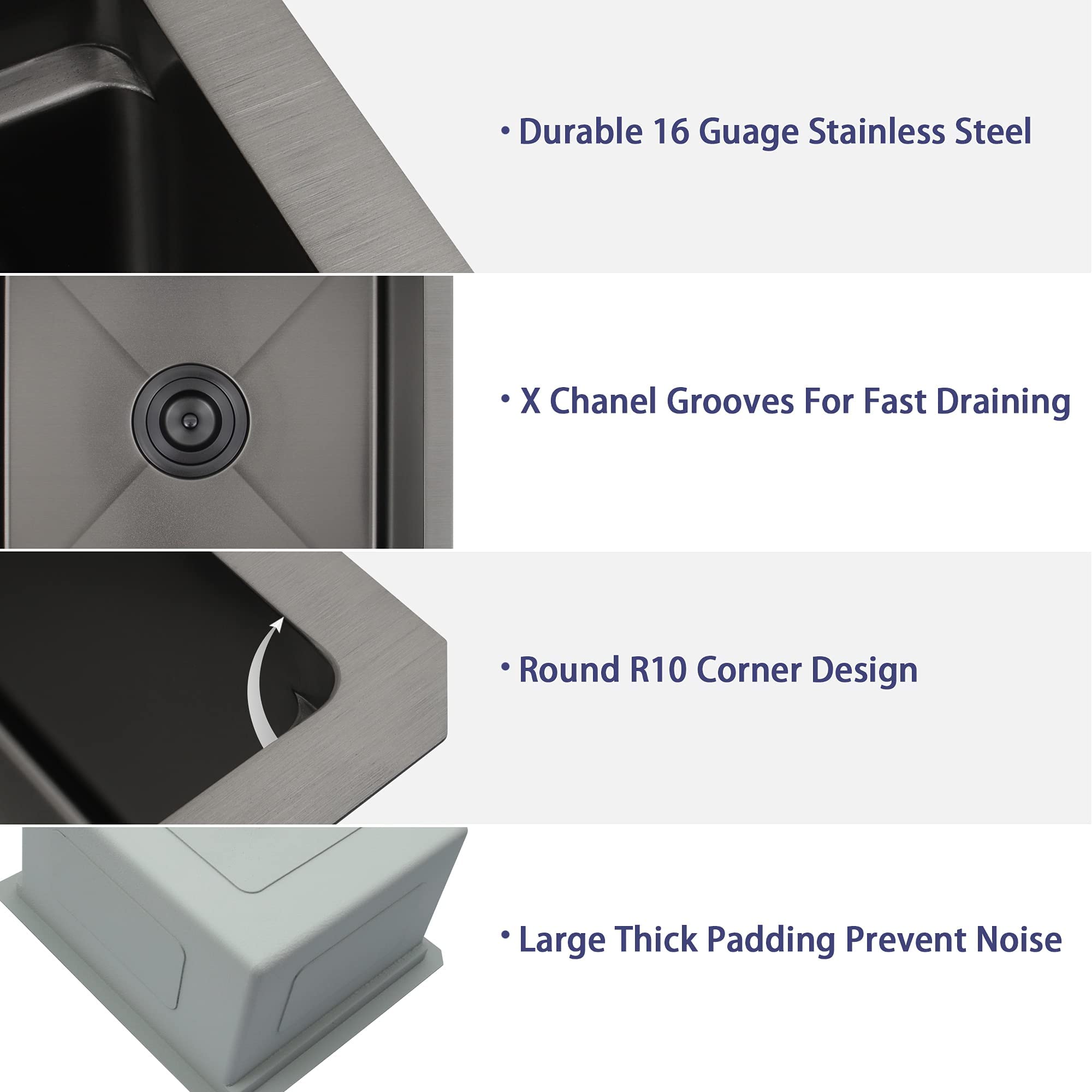 Lonsince Bar Sink Undermount,Black Bar Sink,17 X 19 Inch Small Rv Sink,Bar & Prep Sink,Stainless Steel Bar Sink