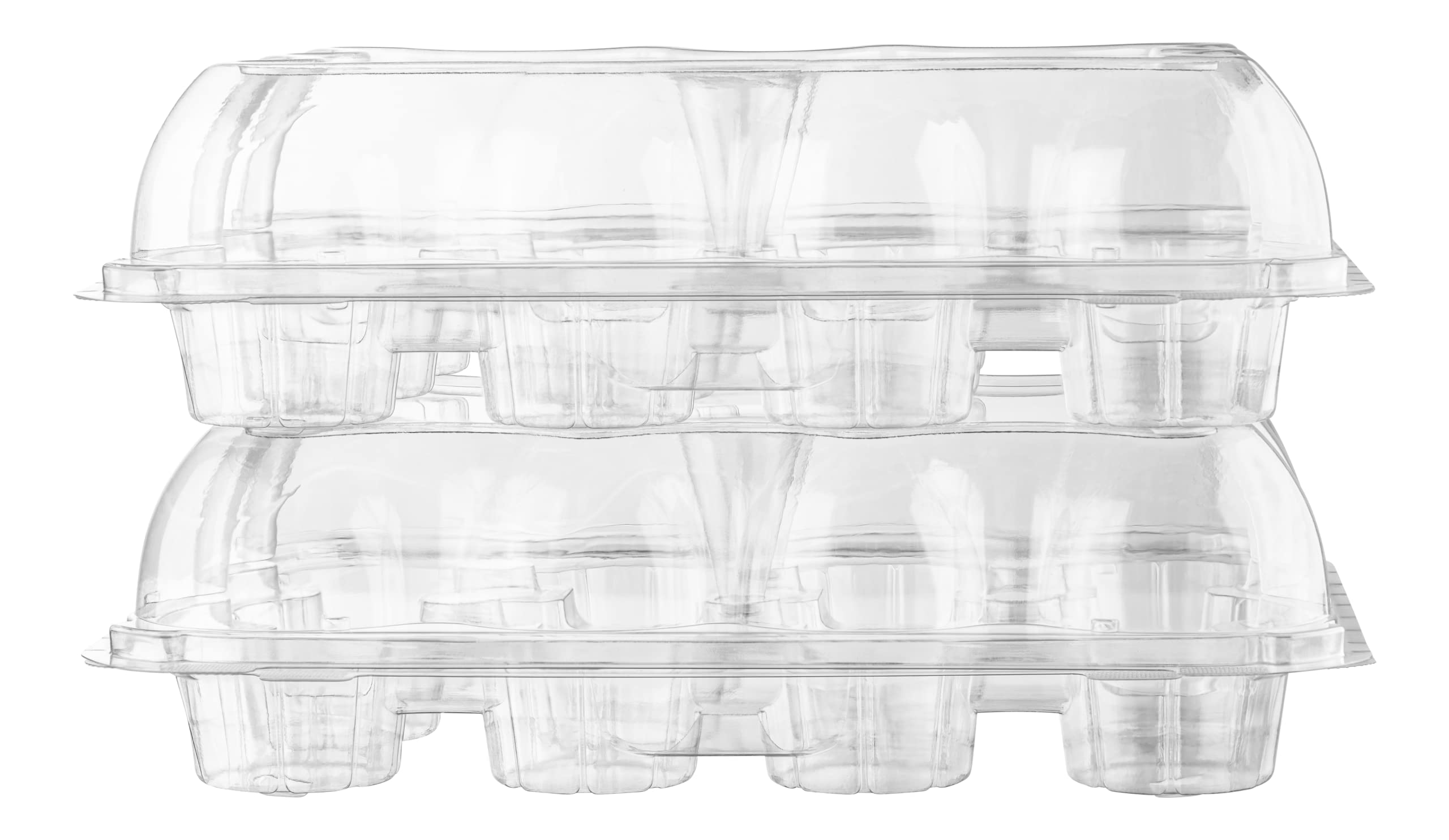 Plastic Cupcake Containers Boxes 12 Compartment - 8 Pack Disposable High Dome Dozen Cupcake Holder With Lid Bulk Extra Sturdy St