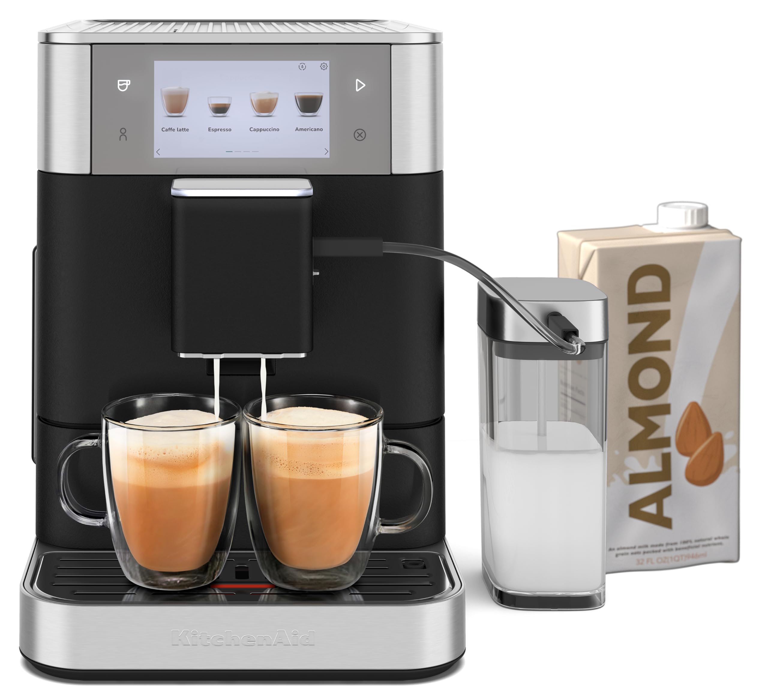 Kitchenaid Fully Automatic Espresso Machine Kf8 With Milk Attachment & Plant Based Milk Options, Kes8558Bk, Cast Iron Black