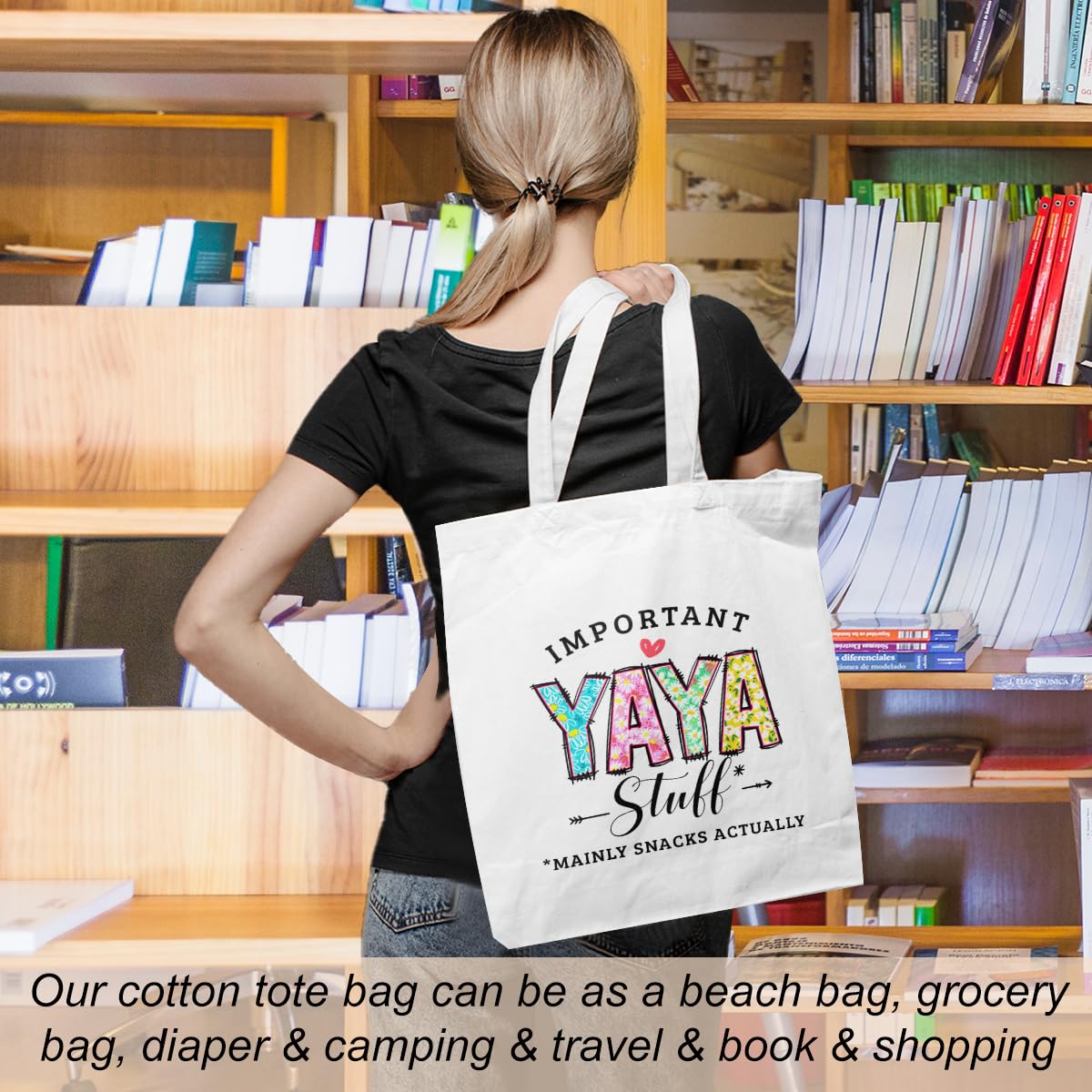 Grandma Gifts Yaya Tote Bag From Granddaughter Beach Bag Book Shopping Reusable Grocery Bags For Women Female Granny Nana Grandm