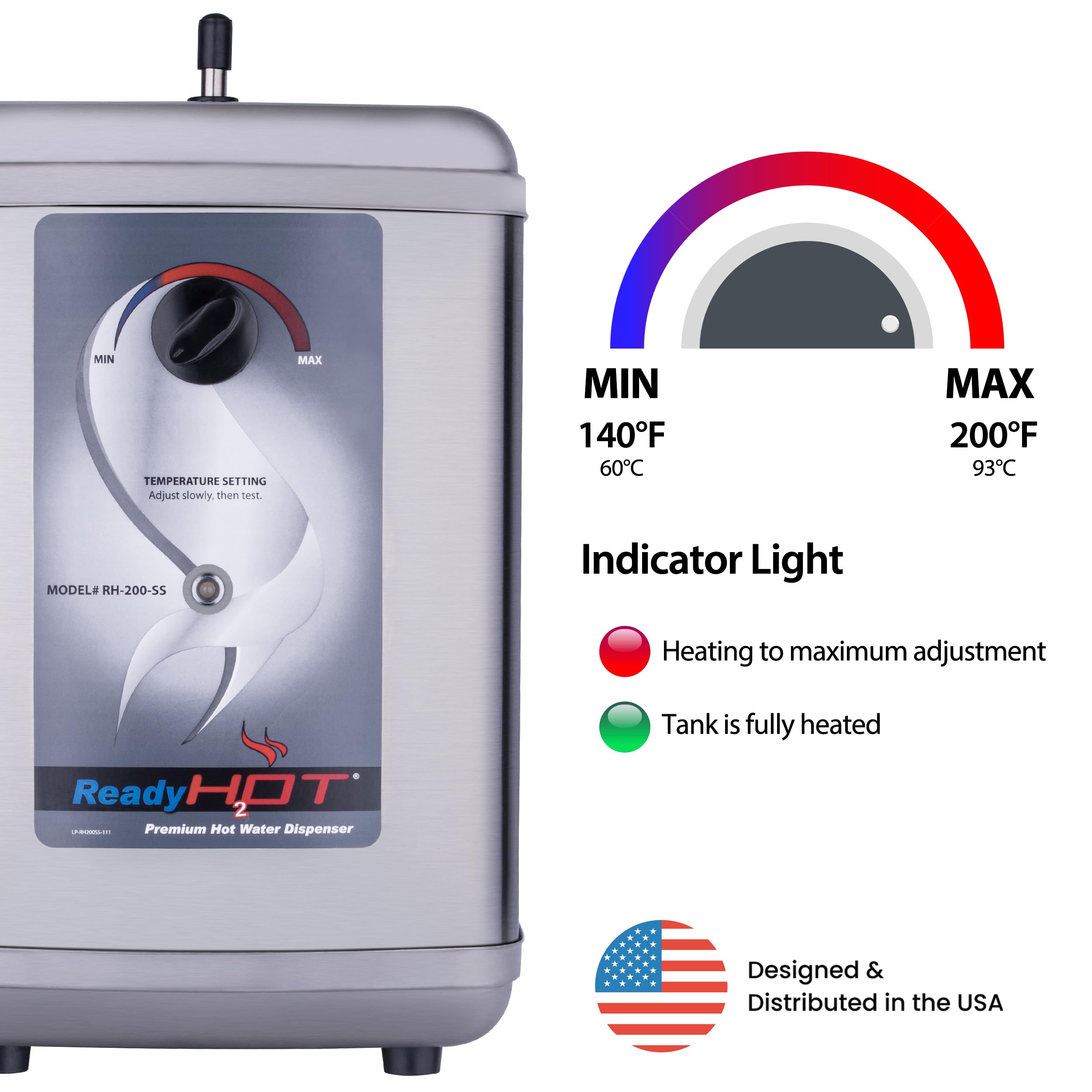 Ready Hot 41-Rh-200-F570-Bn Instant Hot Water Dispenser System, 2.5 Quarts Manual Dial Single Lever Hot Water Faucet, Brushed Ni