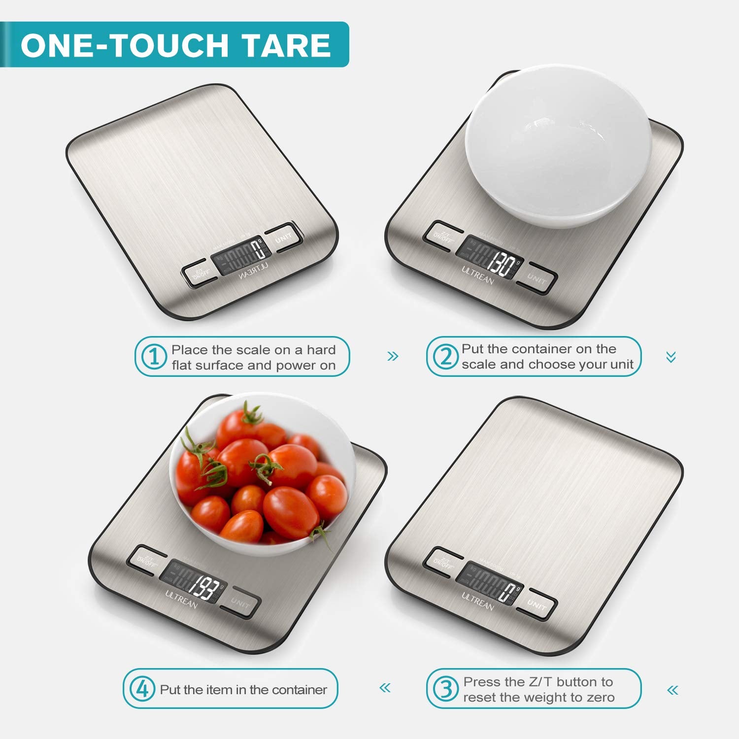 Ultrean Food Scale, Digital Kitchen Scale Weight Grams And Ounces For Baking Cooking And Meal Prep, 6 Units With Tare Function,
