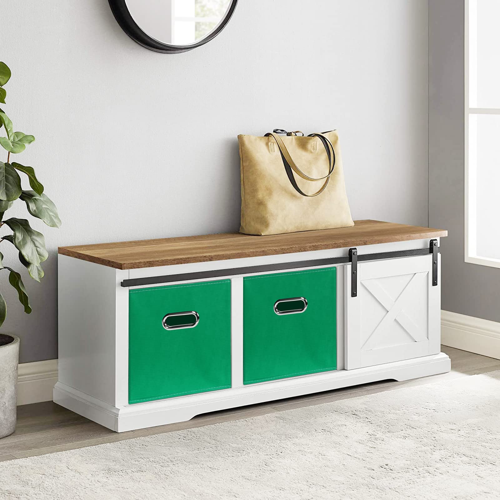 Sevendome Fabric Storage Bins,13 Inch Cube Organizer Bins ,Fabric Organizer Bins Foldable Storage Bins Basket With Dual Handles