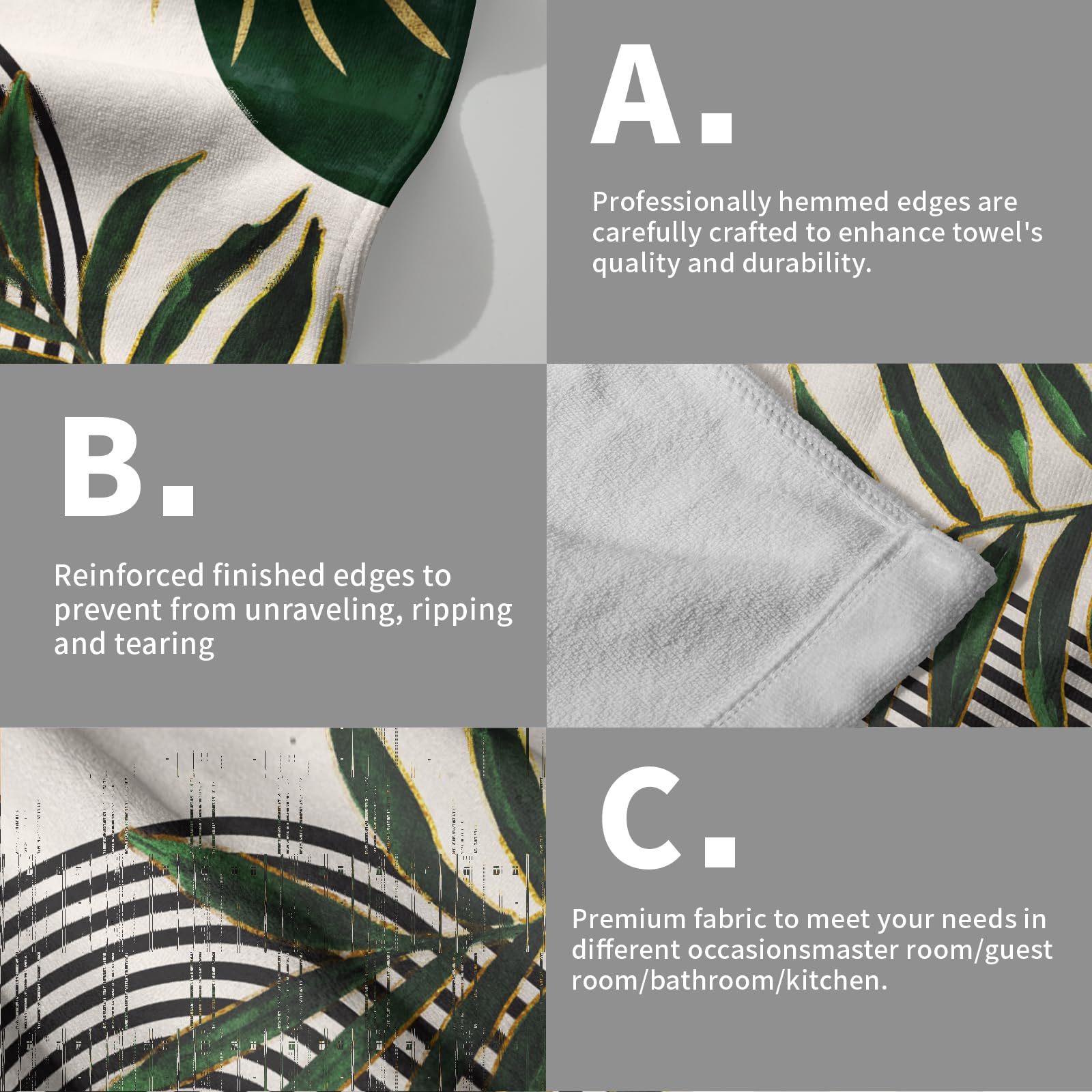 Boho Leaves Hand Towels Mid Century Fingertip Towel Set Of 2 Soft Kitchen Dish Towels Decorative Bathroom Towels For Bath Guest