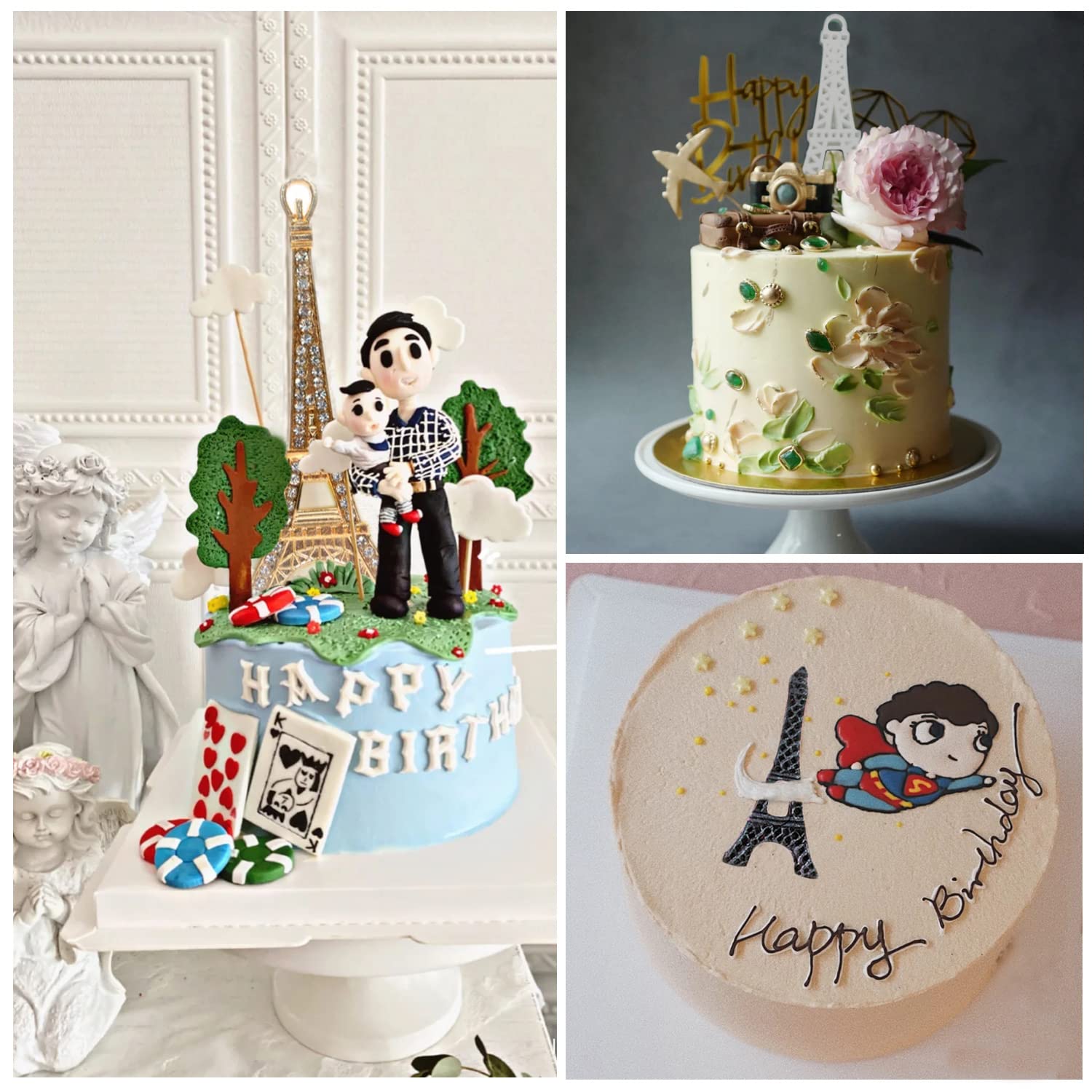 Mujiang Eiffel Tower Silicone Molds I Love Paris Poodle Dog Fondant Mold For Diy Cake Cupcake Decorating Candy Chocolate Set Of