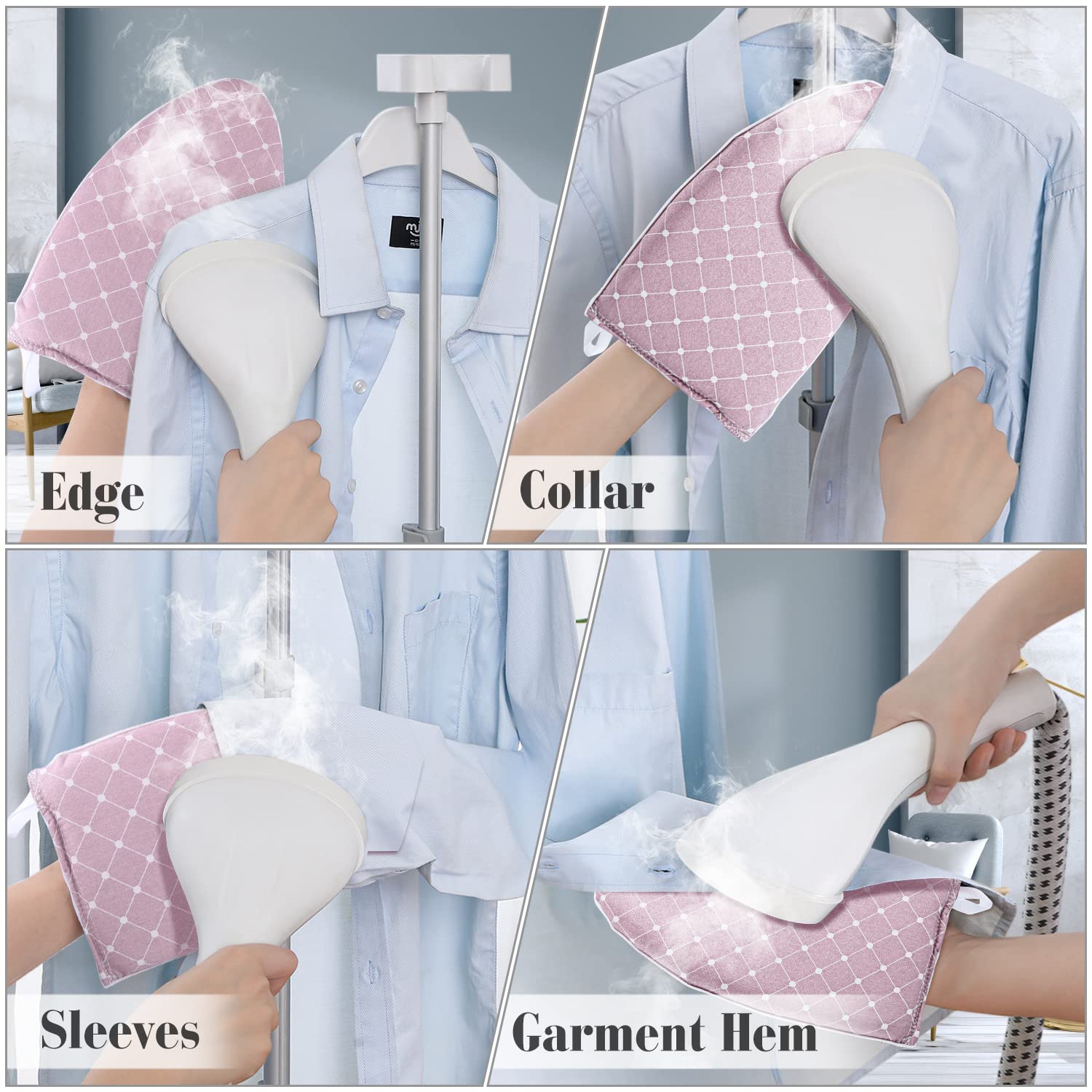2 Pack Garment Steamer Ironing Gloves Heat Resistant Ironing Pad Anti Steam Glove Board Waterproof Garment Steamer Mitt With Fin
