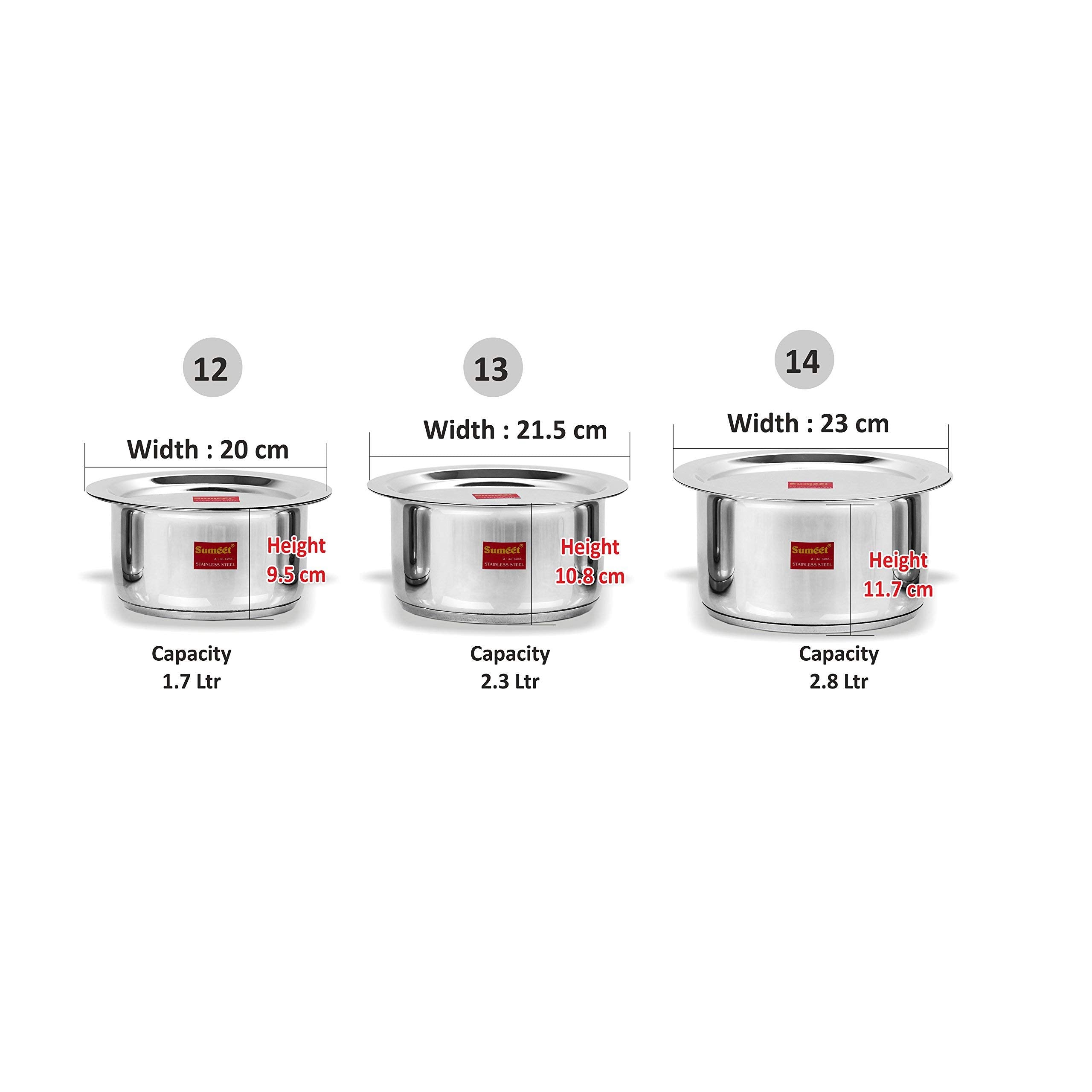 Sumeet 3 Pcs Stainless Steel Induction Bottom (Encapsulated Bottom) Induction & Gas Stove Friendly Container Set/Tope/Cookware S