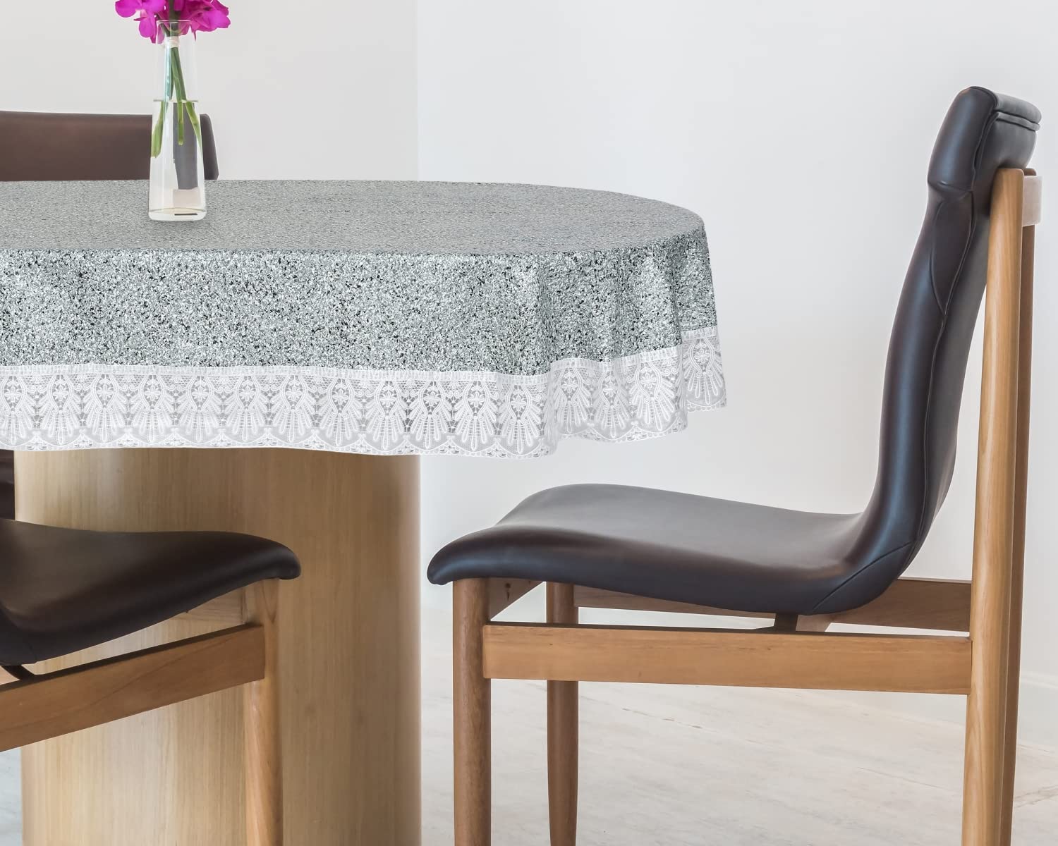 The Furnishing Tree Oval Shaped WxL 60x120 Inch 10 Seater Table Cover Waterproof PVC Sand Pattern Grey