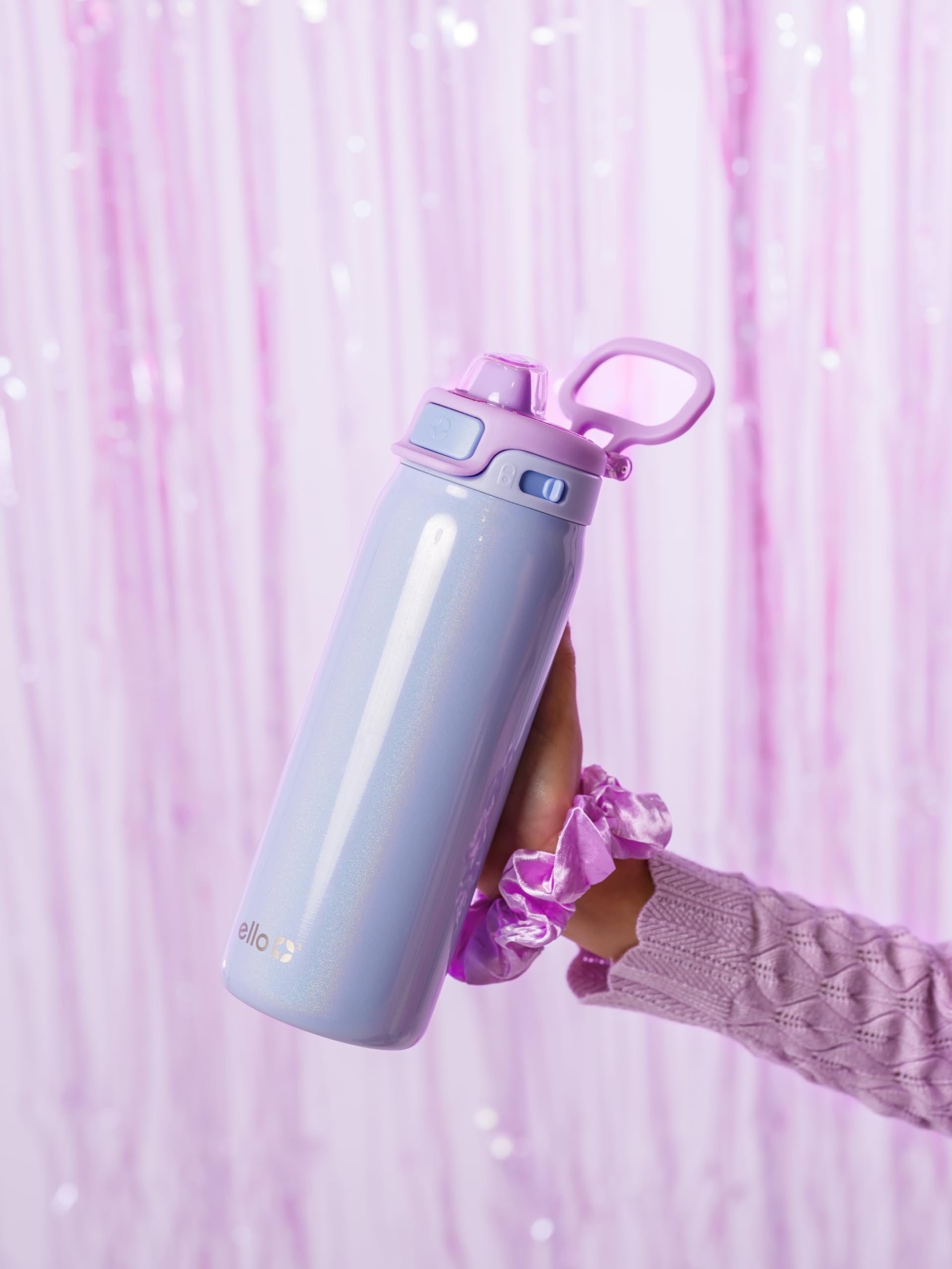 Ello Kids Pop & Fill 18oz Stainless Steel Water Bottle with Quick Fill Technology, Double-Wall Vacuum Insulation, Leak Proof Loc