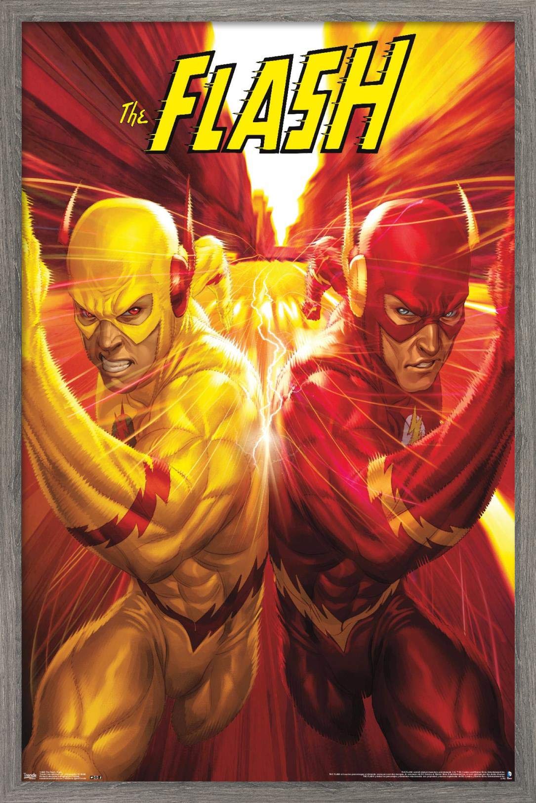 Trends International Dc Comics - The Flash And The Reverse Flash - Race Wall Poster, 22.375'' X 34'', Barnwood Framed Version