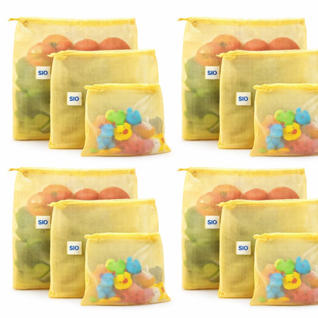 Sio Fridge Vegetables Bags For Fridge Storage & Mesh Net Vegetable Bag Fridge | MultiPurpose EcoFriendly Mesh Bag (Pack Of 6)