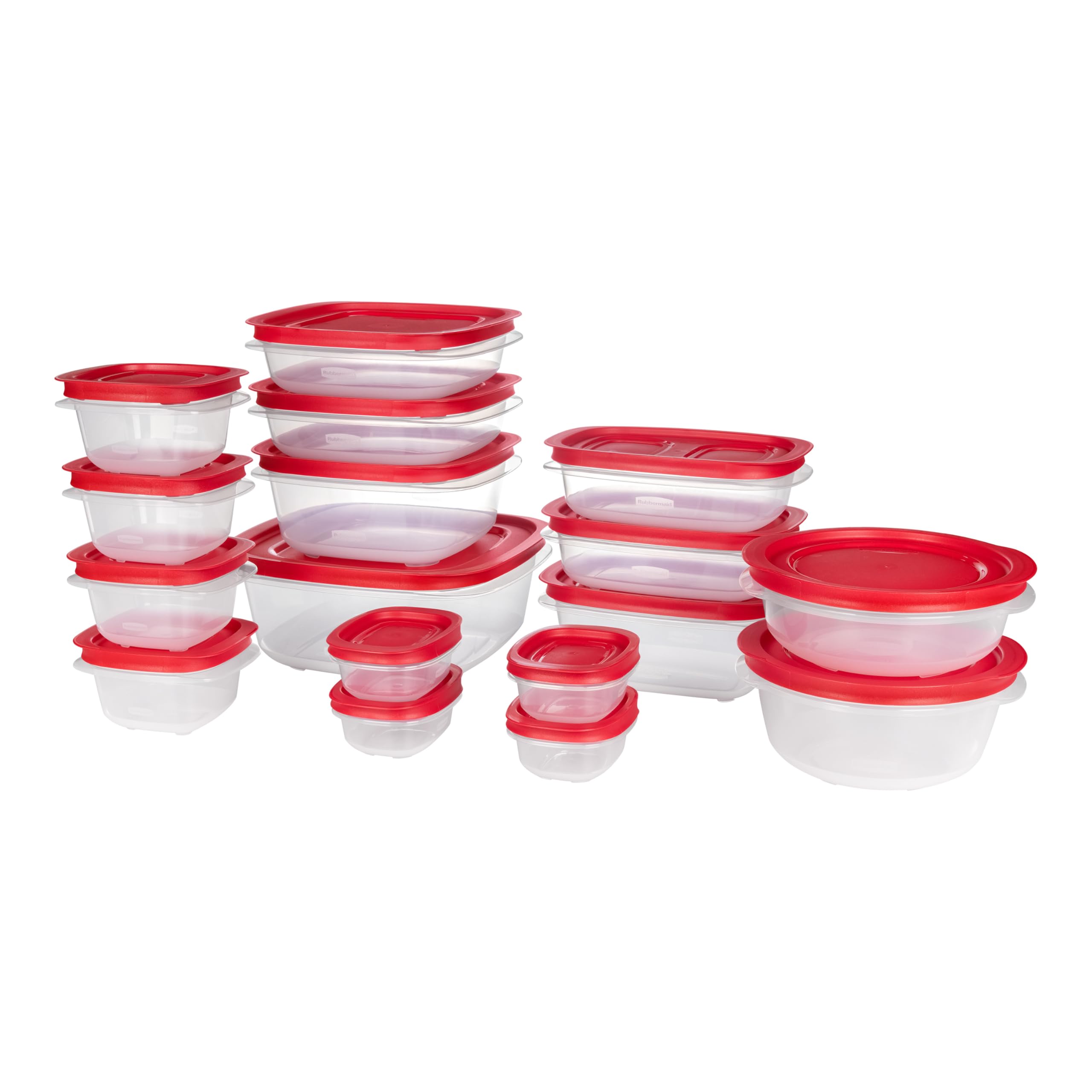 Rubbermaid EasyStore Rectangle, Square, and Round Containers, 34-Piece Set, Food Storage Containers, Food Storage Containers wit