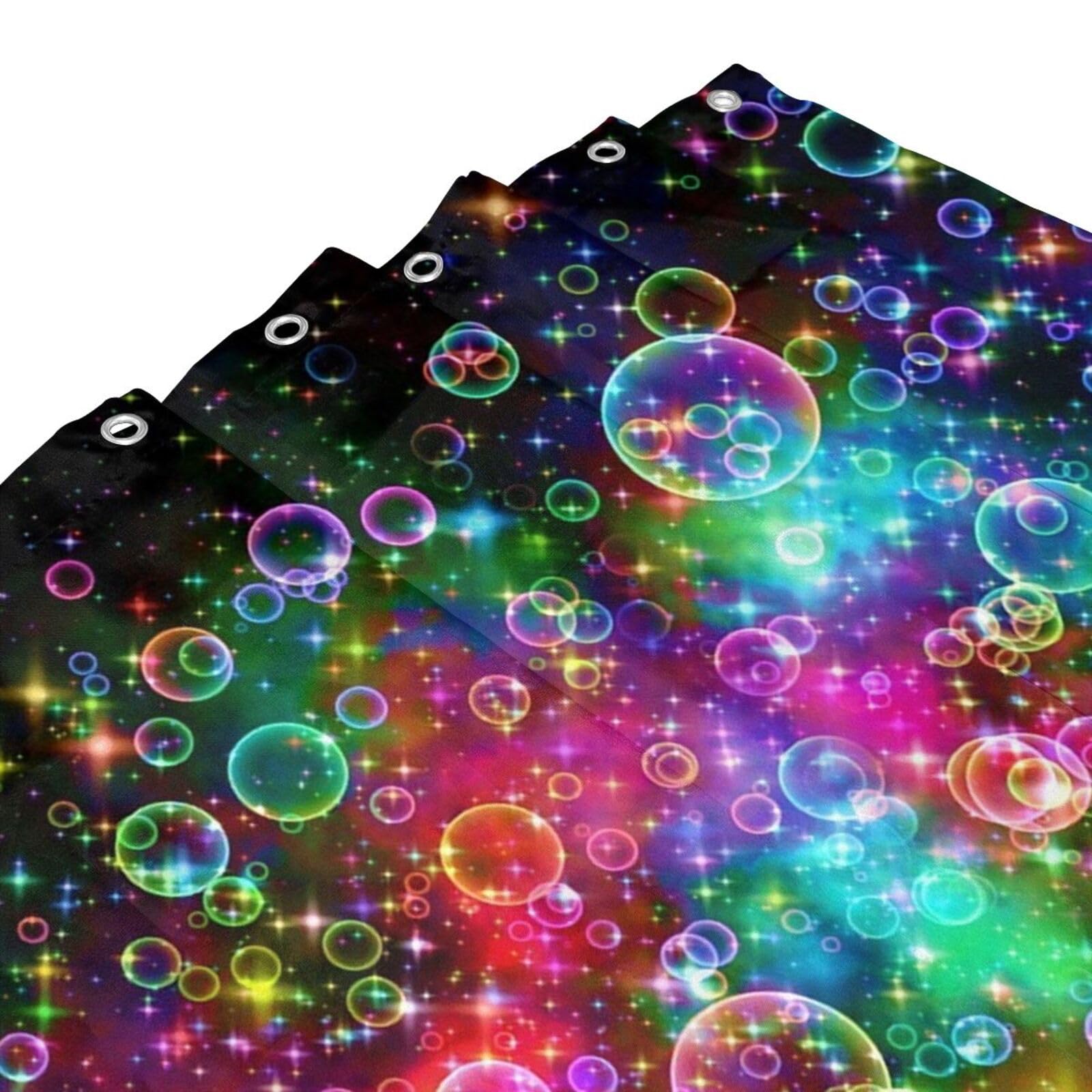 Funny Kids' Home Colorful Bubbles Beautiful Rainbow Abstract- Personalize Custom Bathroom Shower Curtain Waterproof Polyester Fa