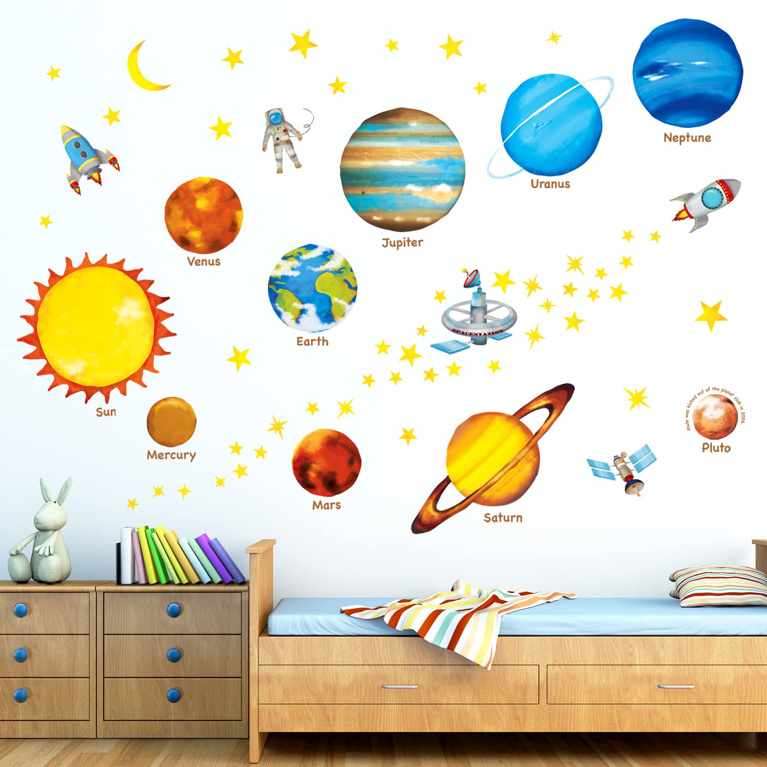 Decowall Ds8-1307 Planets In The Space Kids Wall Decals Wall Stickers Peel And Stick Removable Wall Stickers For Kids Nursery Be