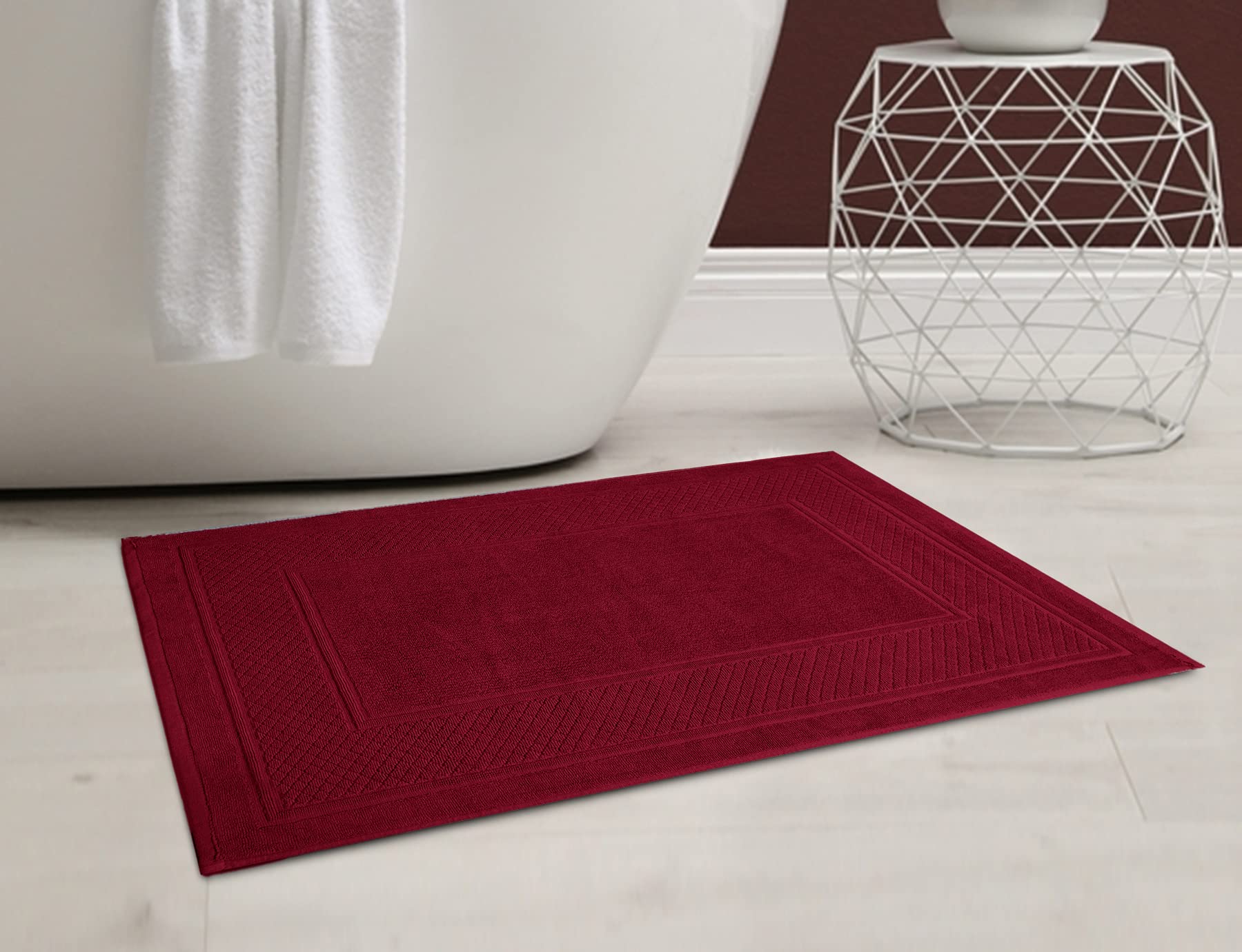 Avalon Cotton Bath Mat Towels Highly Absorbent Bath mats for Bathroom Soft Red Bath Mats and Bath Rugs  100% Cotton Bathroom Rugs  Hotel Quality Bathroom Mats 900GSM Pack of 2 (22''x34'')