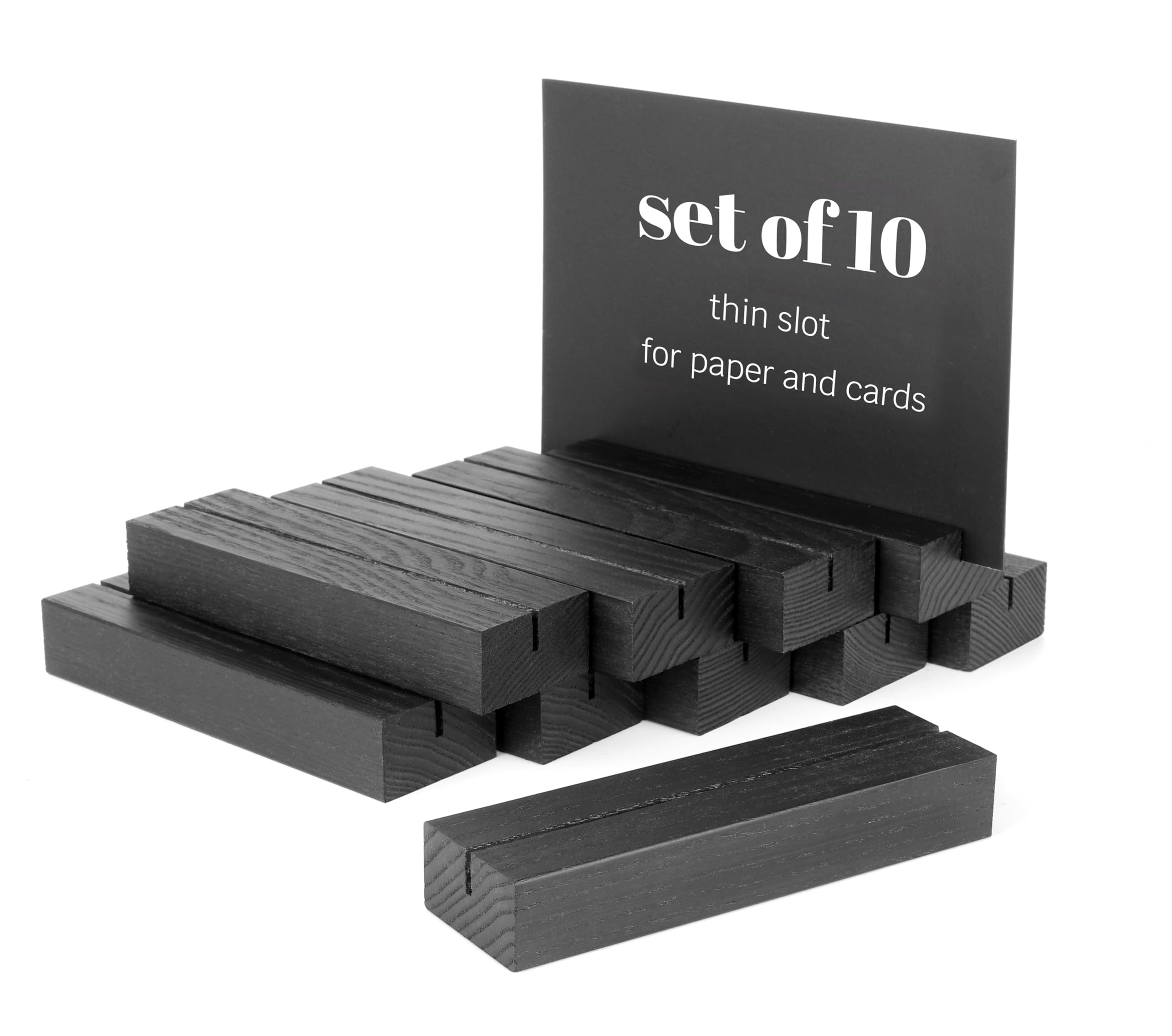 Toros Store 10 Pack Wood Place Card Holder - Black Wooden Table Number Holders , Name Place Cards Stand , Events Party Tabletop