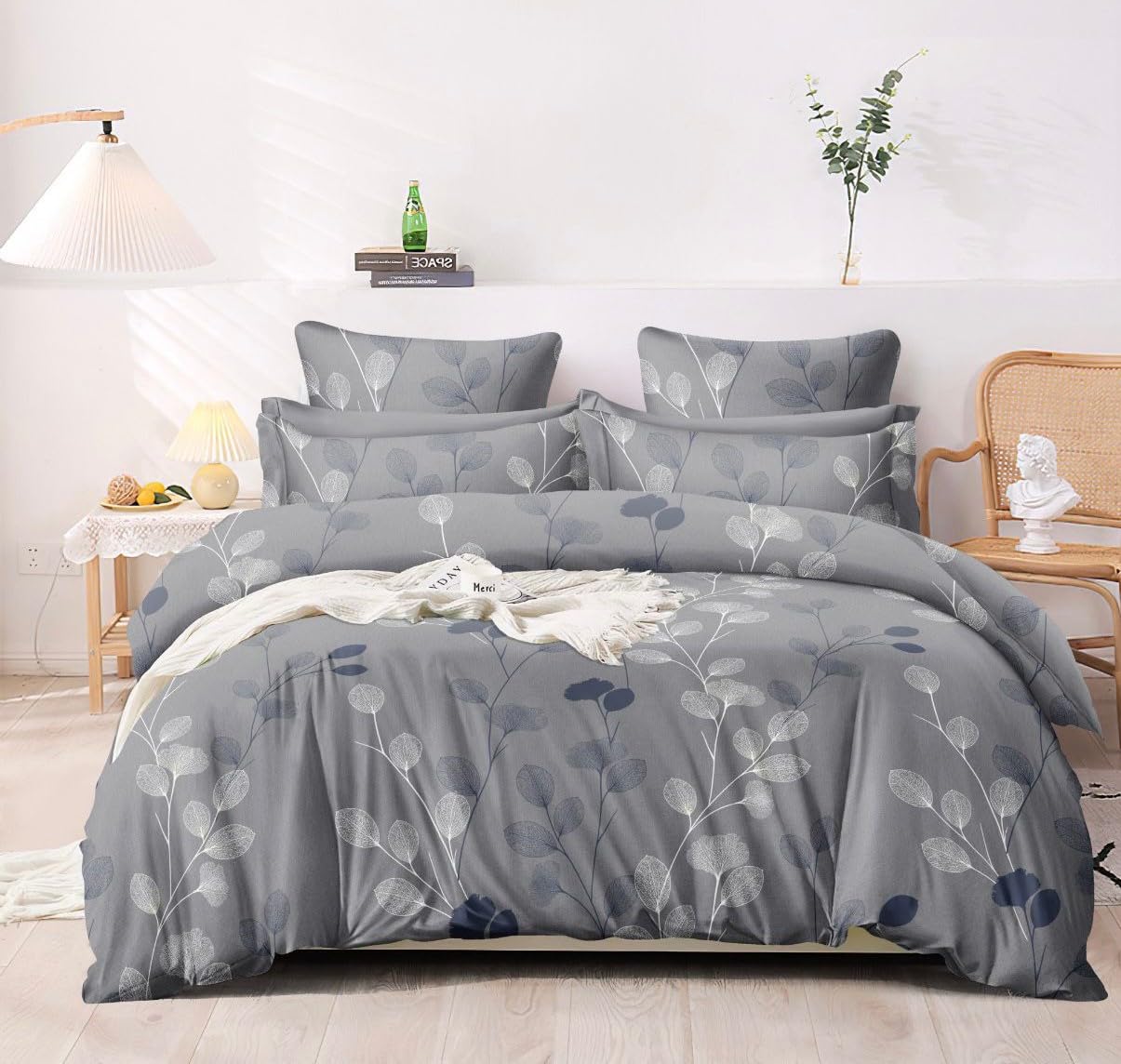 Shovij | Super Soft King Size Glace Cotton Bedsheet For Double Bed, King Size 108 X 108 Inches, With 2 Large Size Pillow Covers 