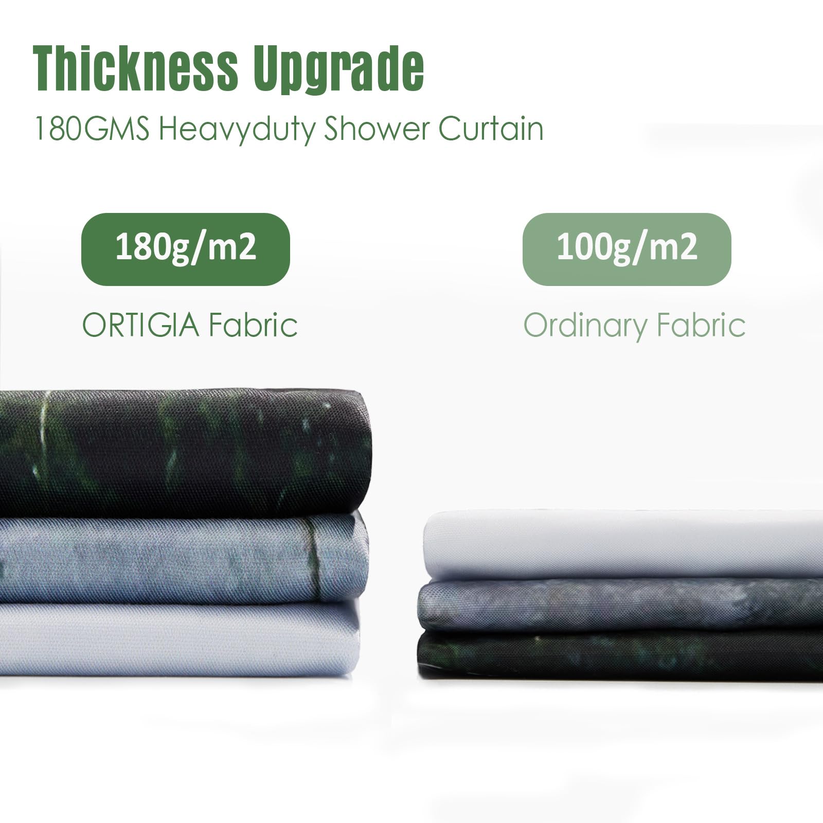 Ortigia Black Misty Forest Heavyweight Shower Curtain Set,Nature Shower Curtain With Hooks,Fantasy Fog Tree Shower Curtain For B