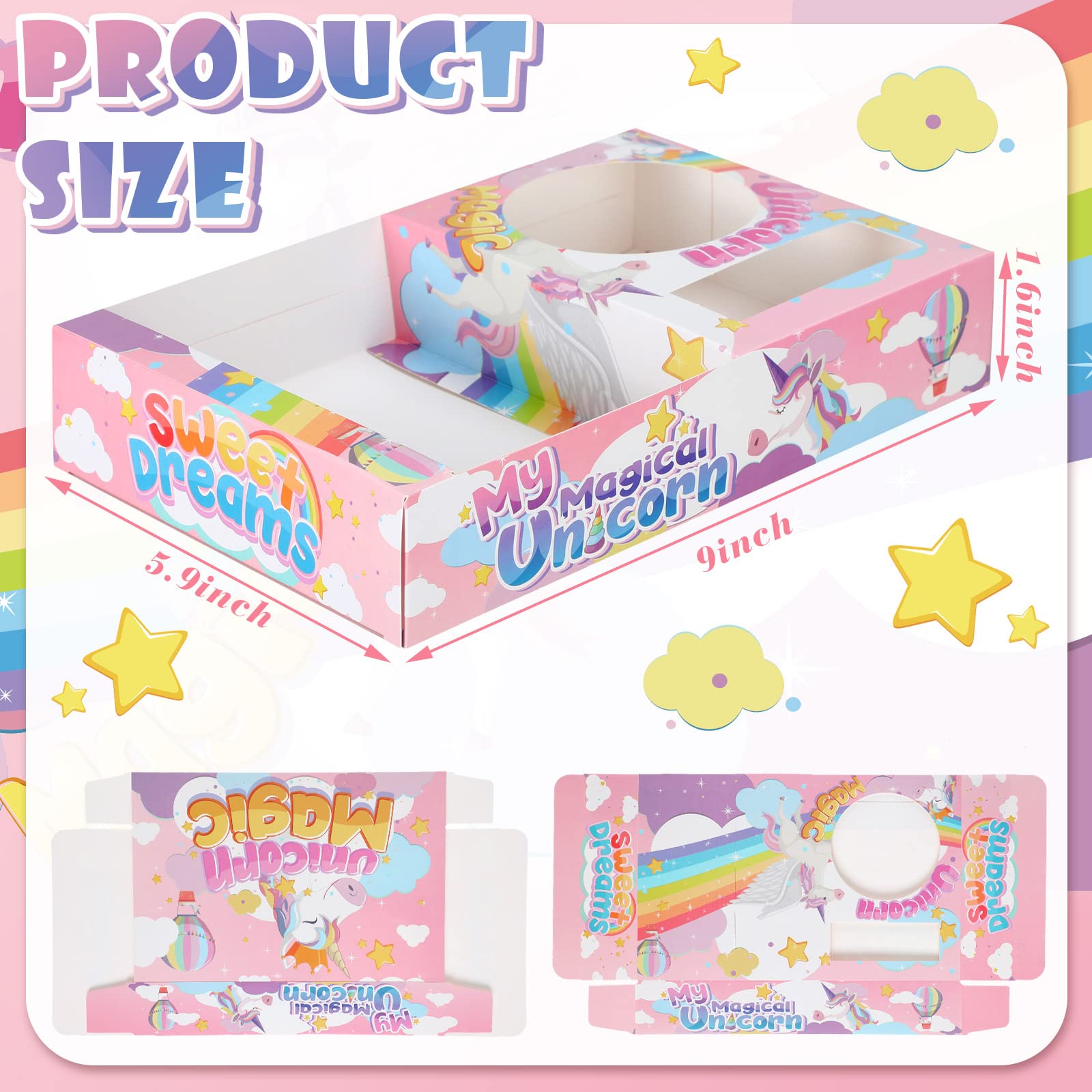 Marsui 20 Pcs Unicorn Popcorn Boxes Movie Night Snack Trays Unicorn Popcorn Trays Movie Night Snack Trays Hold Popcorn Candy Foo