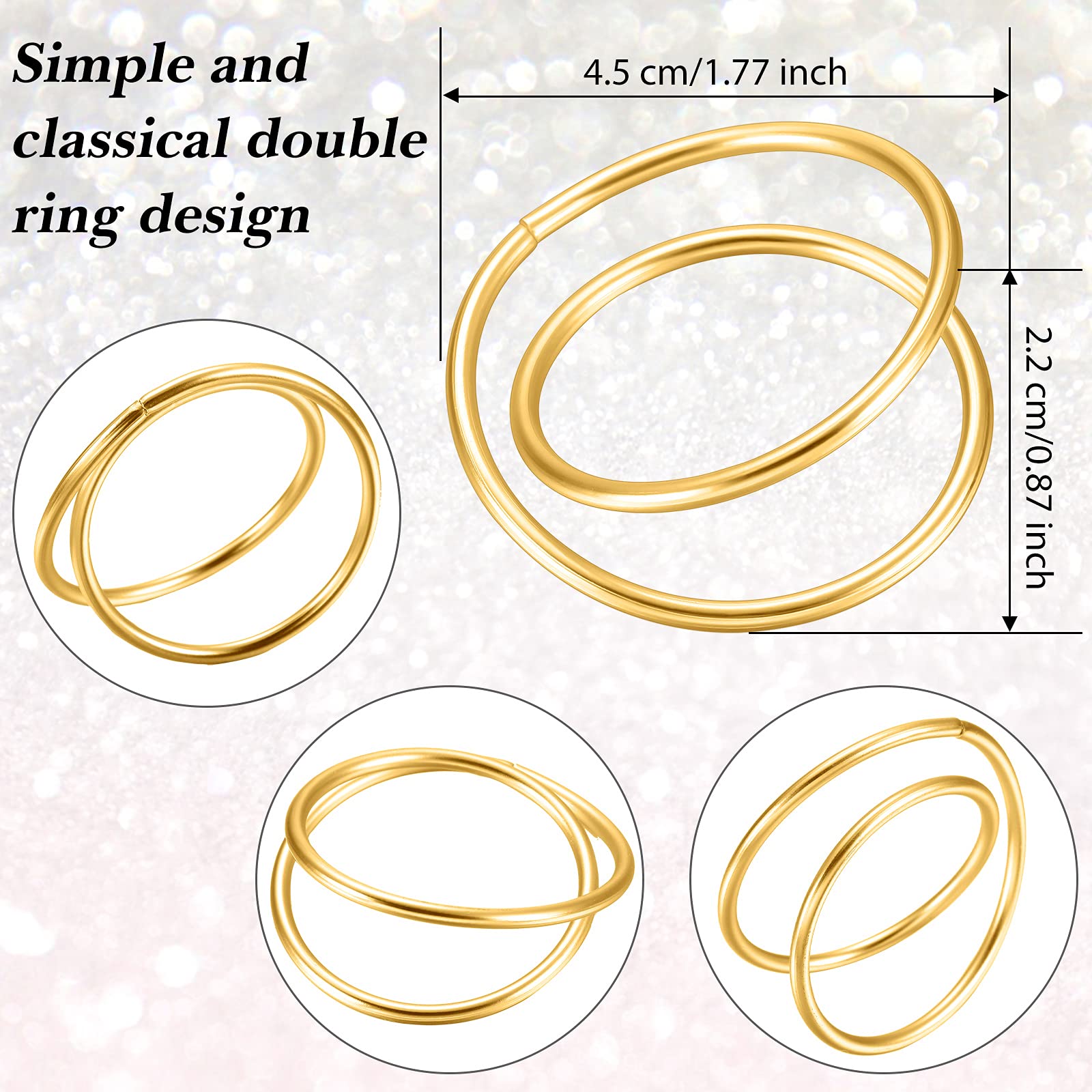 TecUnite 12 Pieces Gold Napkin Rings Metal Spiral Napkin Rings Buckles Simple Alloy Sliver Pink Napkin Rings Serviette Napkin Holder Ring for Weddings Dinner Party Table (Gold)