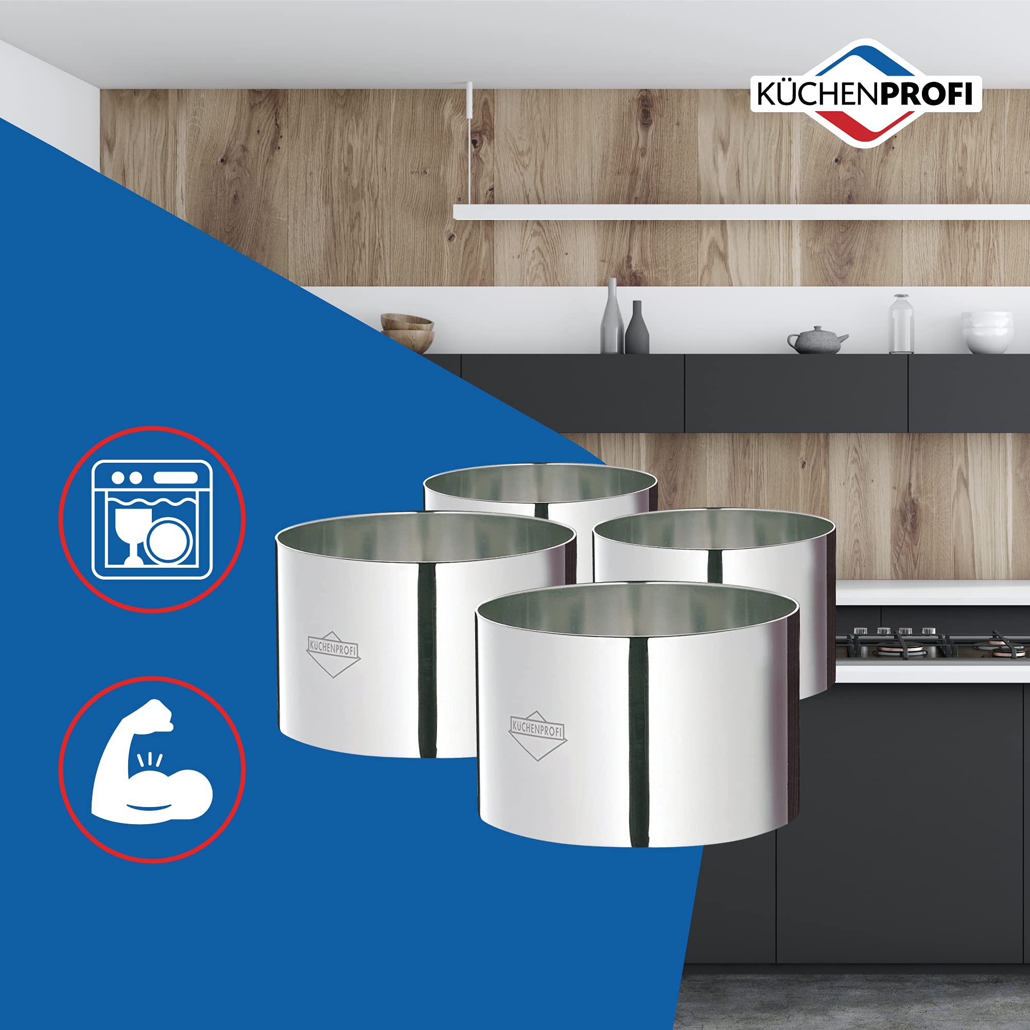 Kchenprofi 3 Kuchenprofi 4-Piece Inch Stainles Steel Food prep/Plating/Forming Rings, Silver