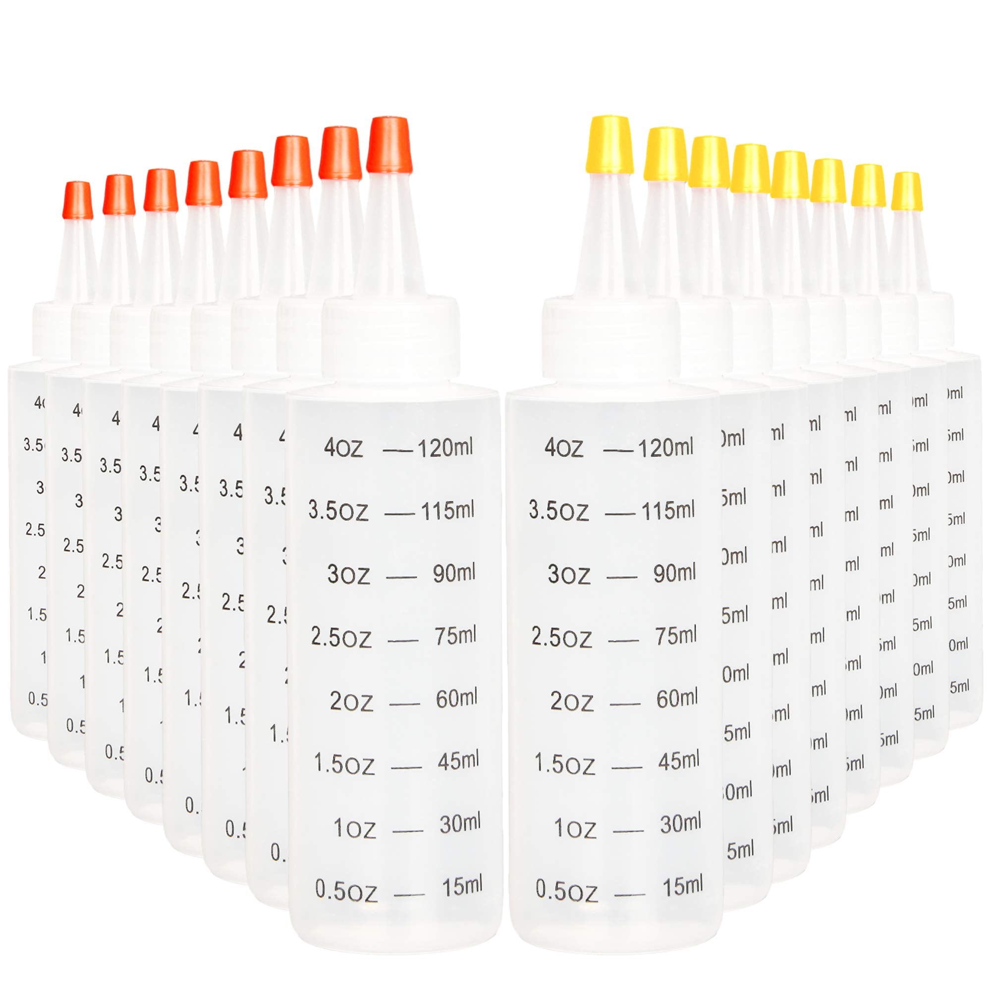 Youngever Set of 16 Plastic Squeeze Condiment Bottles with Tip Cap, HDPE Squeeze Condiment Bottles for Crafts, Food Art, Glue, H