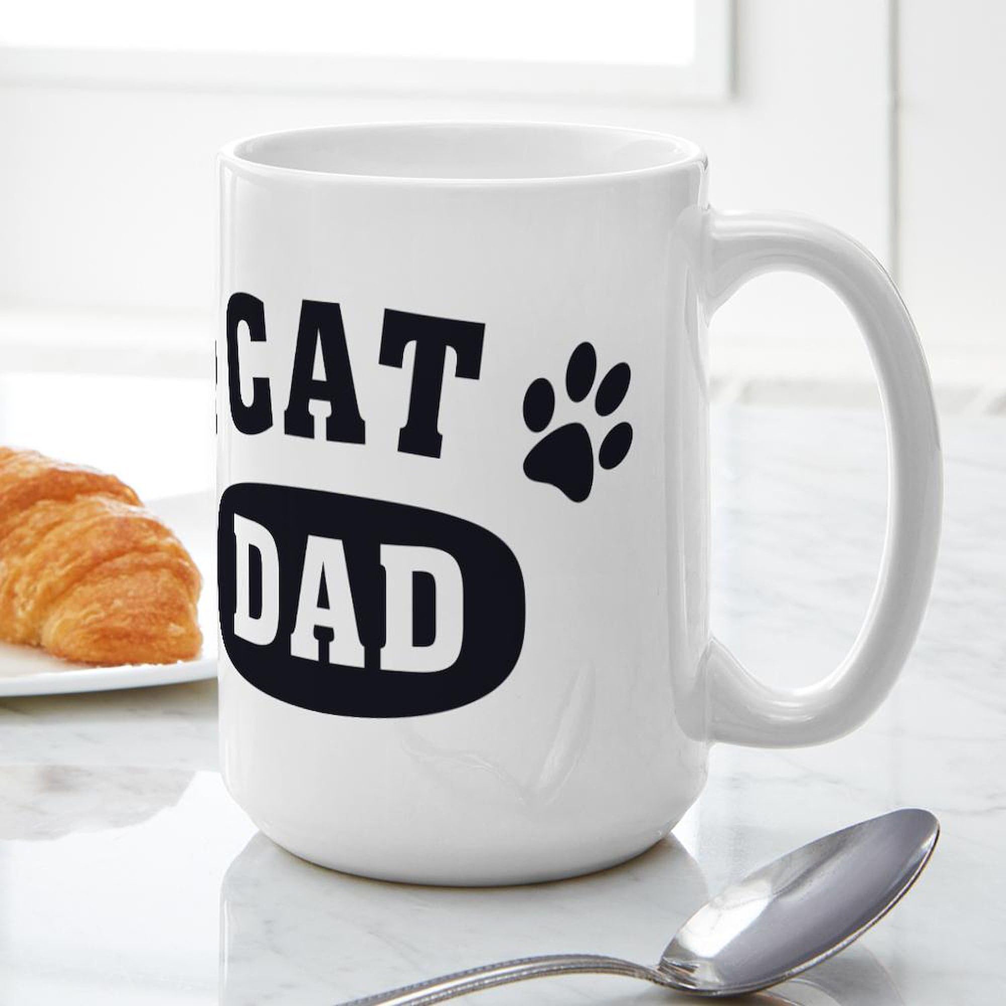 CafePress Cat Dad [B/W] Large Mug 15 oz (444 ml) Ceramic Coffee Mug