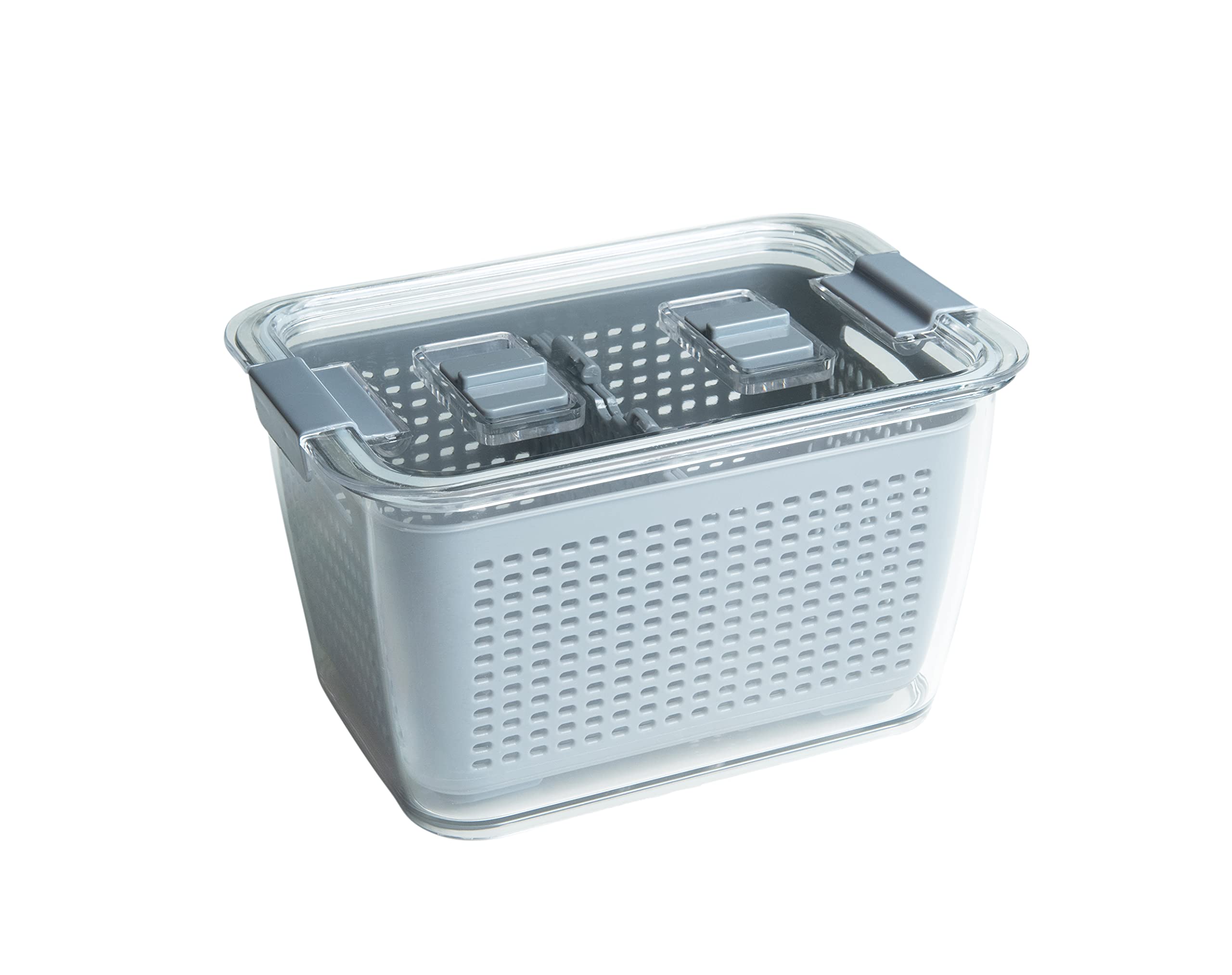 Kitchen Spaces Colander Bin, Produce Saver, Fridge Organizer With Lid, Wash, Strain And Store, Great For Refrigerator, Freezer A
