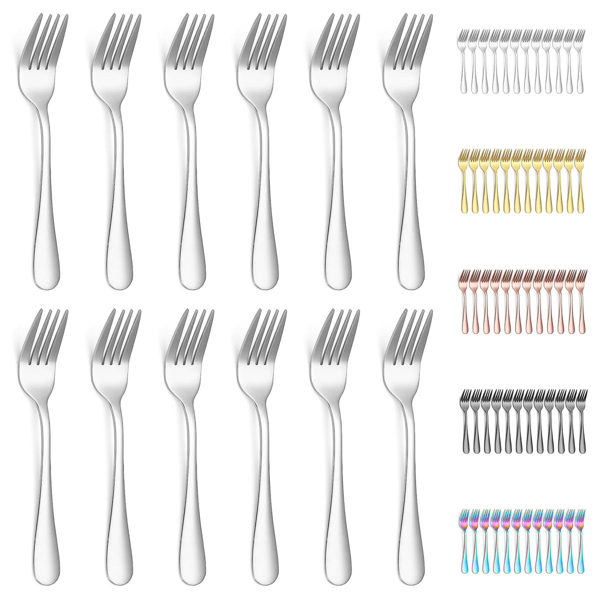 Evanda Dessert Forks Set Of 12 Pack, 5.62'' Stainless Steel Pastry Fork, Appetizer Fork For Fruit, Cake, Cheese, Party Trips, Ca