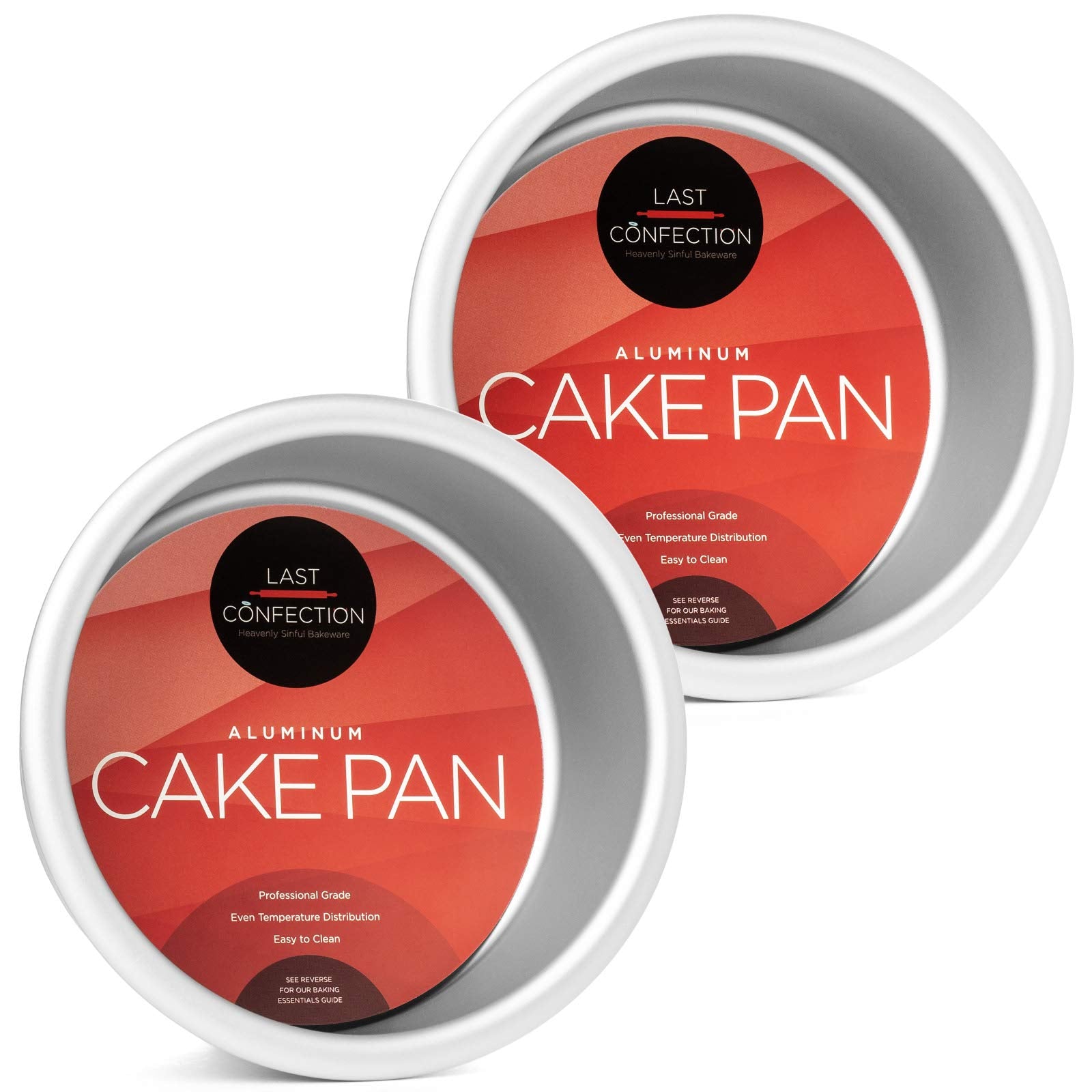 Last Confection 2-Piece Round Cake Pan Set - 4'' X 2'' Deep Aluminum Pans
