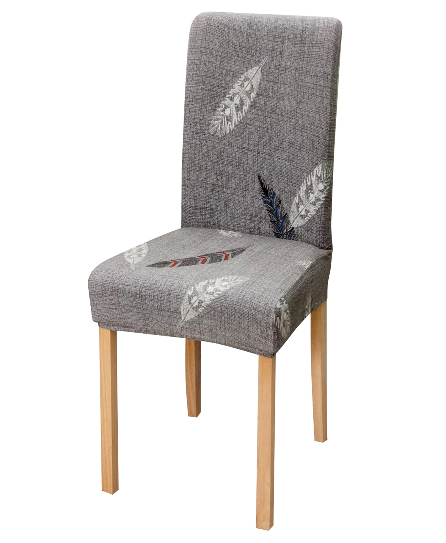 House Of Quirk Polyester Fern Elastic Stretch Removable Washable Short Dining Chair Cover (Grey, 45-65Cm, 40-50Cm, 40-50Cm)