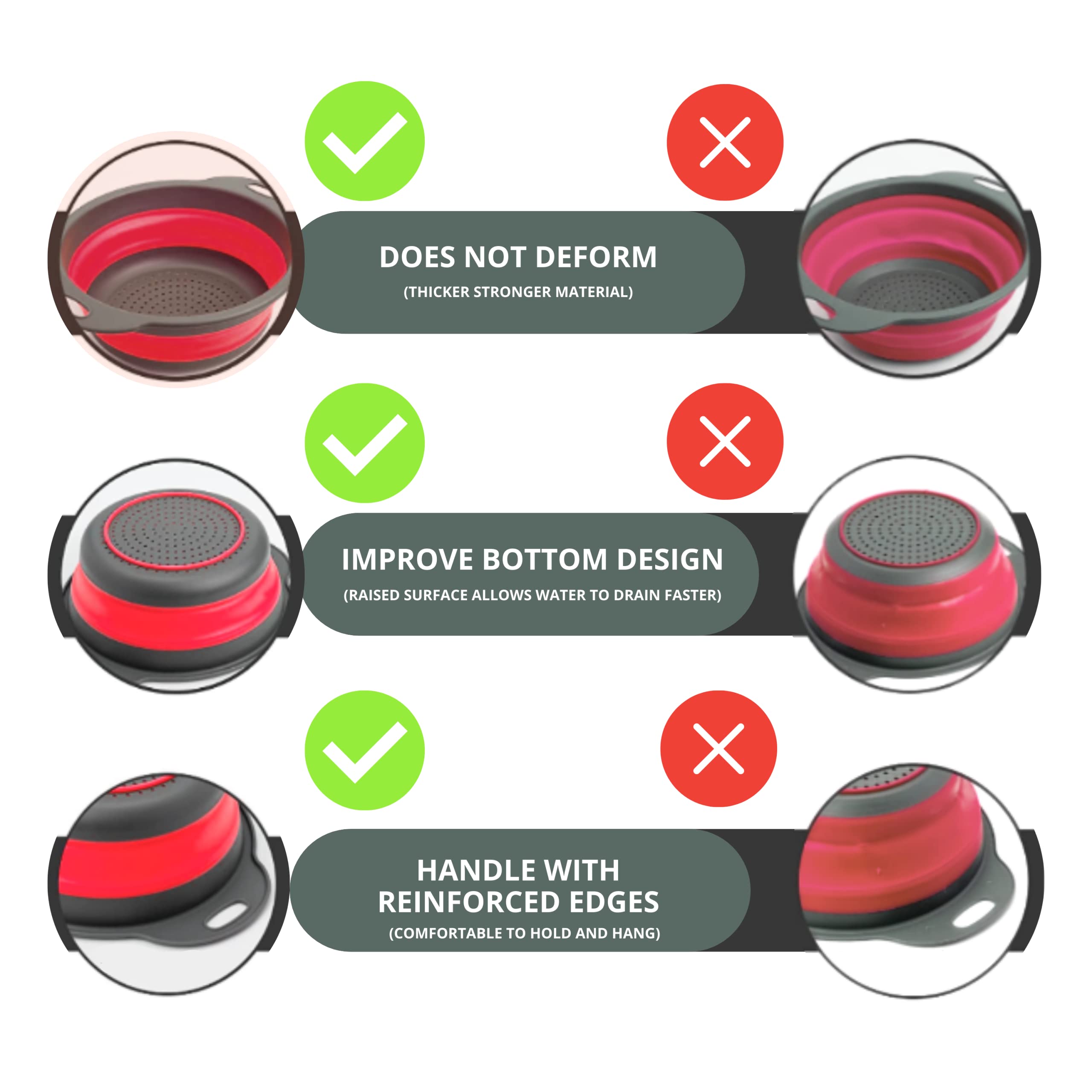 Round Collapsible Colander With Plastic Handles Round Silicone Kitchen Strainers Foldable Kitchen Strainer Perfect For Draining