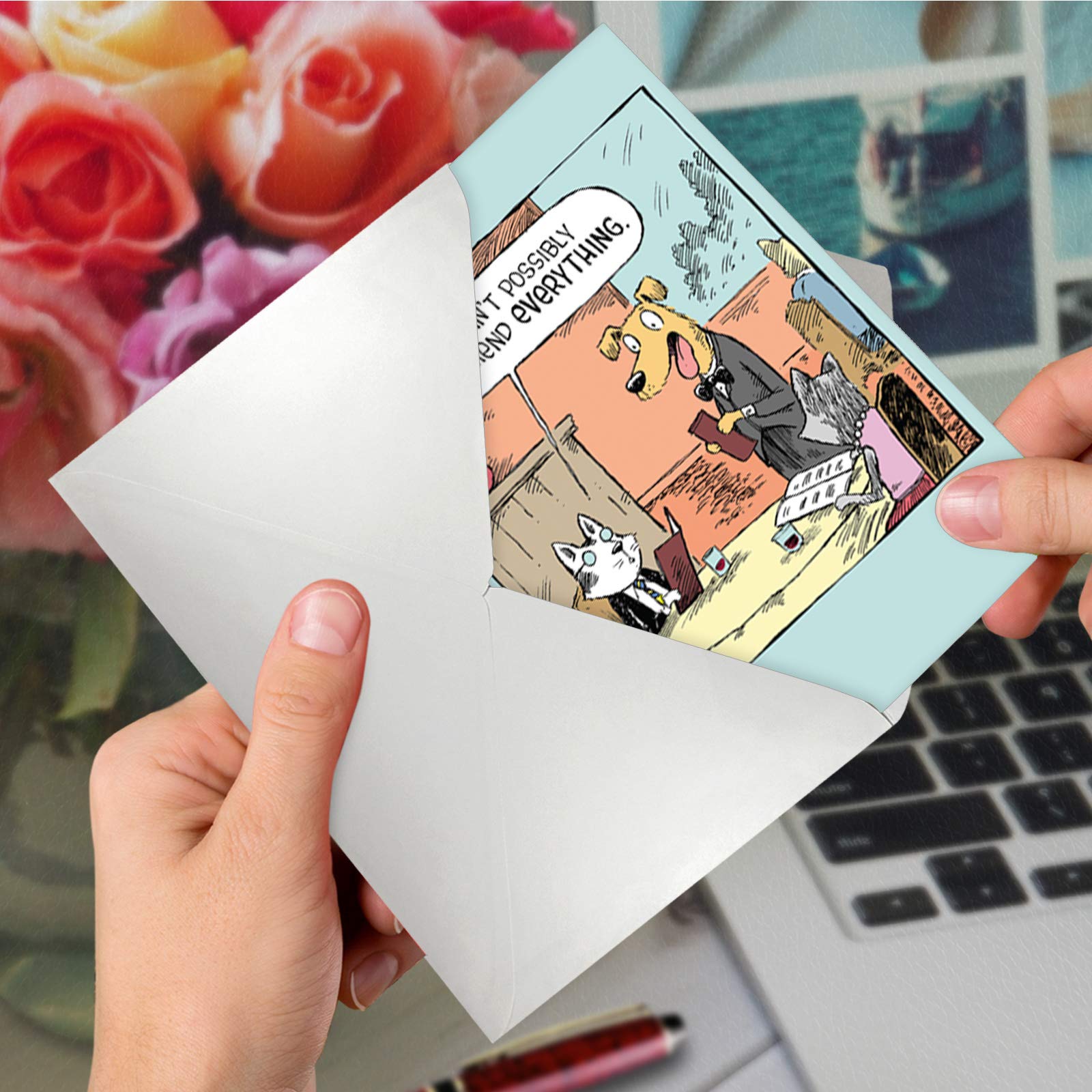 Nobleworks - 1 Humor Birthday Card With Envelope - Funny Cartoons For Birthday Greetings, Celebration Notecard - Waiter Recommen