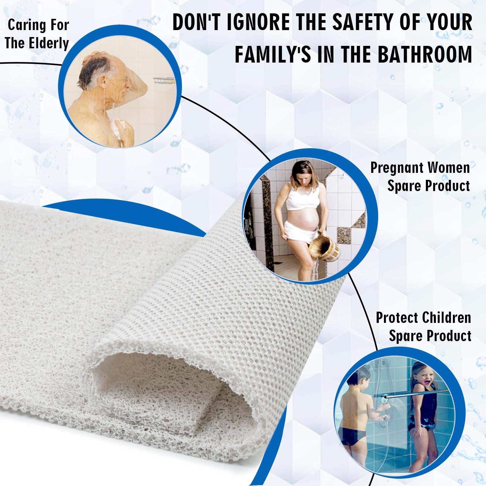 Non Slip Bathtub Mat, 15.7   36 Inch, Pvc Loofah Bathroom Mats, Loofah Mats For Shower And Bathroom, Quick Drying, White