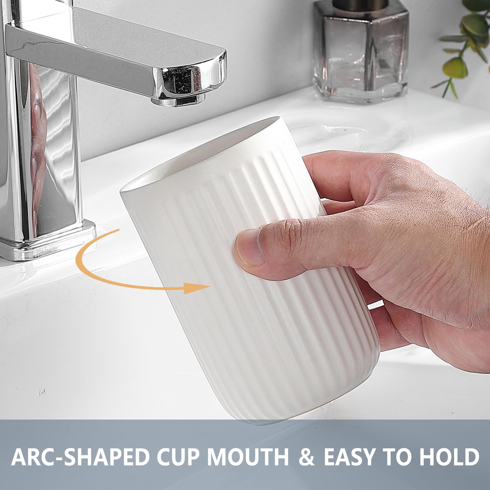 White Toothbrush Holders For Bathrooms - 2 Cups Ceramic Toothbrush Toothpaste Holders Set, White Bathroom Tumbler Cups Reusable