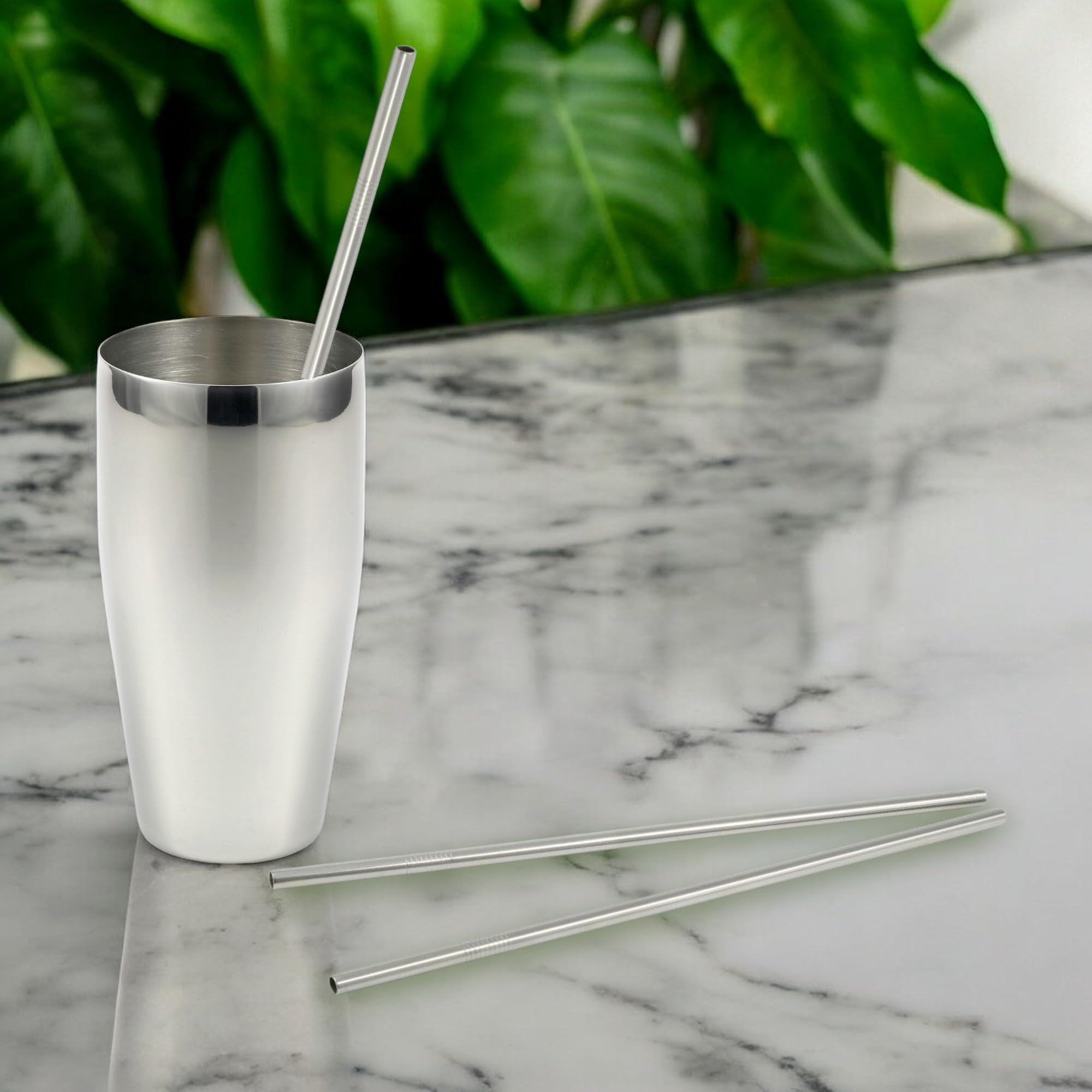 StainlessLUX 77512 Extra-long Stainless Steel Milkshake Straws Set, 12" x 0.3", Food-safe 18/8, Brilliant Finish, 2 Straws