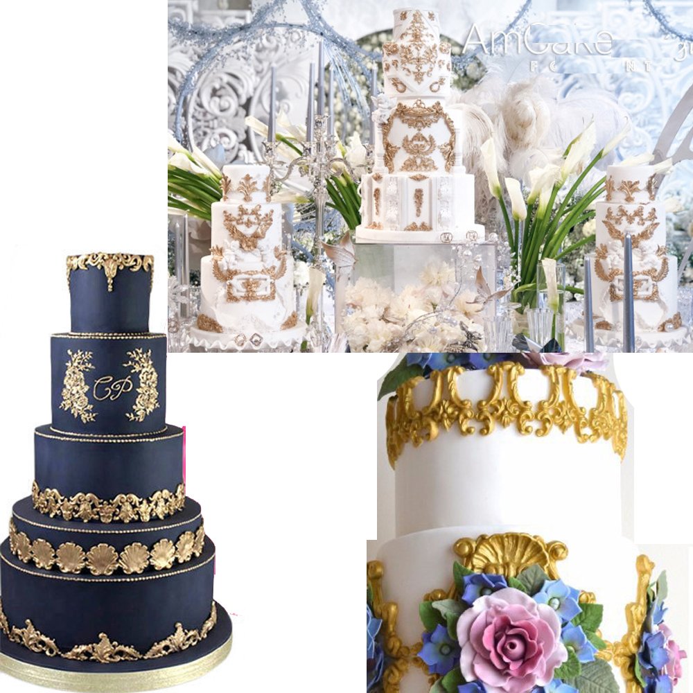 Anyana Scroll Sculpted Sugarcraft Silicone Mold 3D Retro Palace Gumpaste Cake Decorating Baroque Fondant Cupcake Decotions