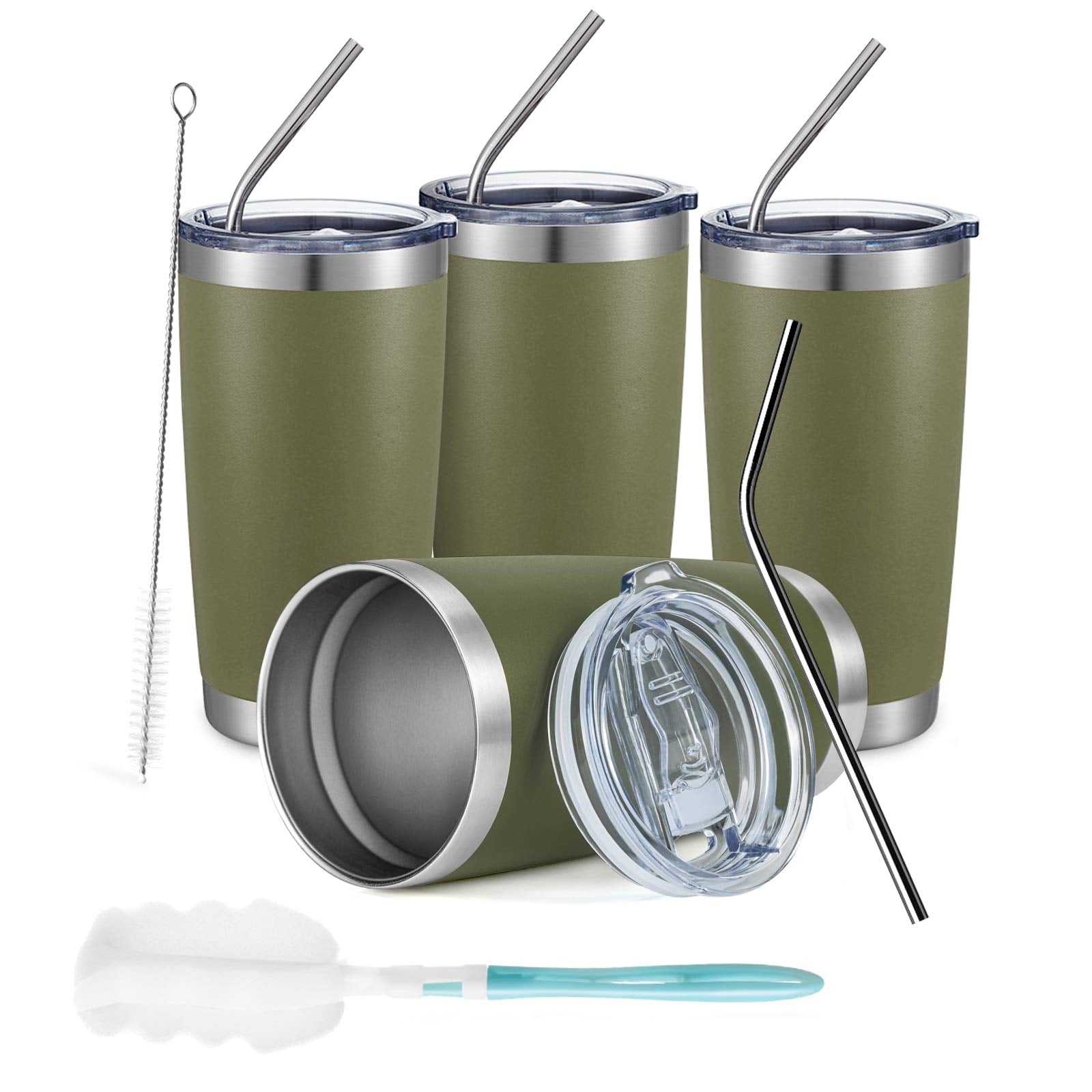 Comooo 20Oz Tumbler Bulk Double Wall Vacuum Insulated Travel Mug, Stainless Steel Tumbler With Lid And Straw Durable Powder Coat