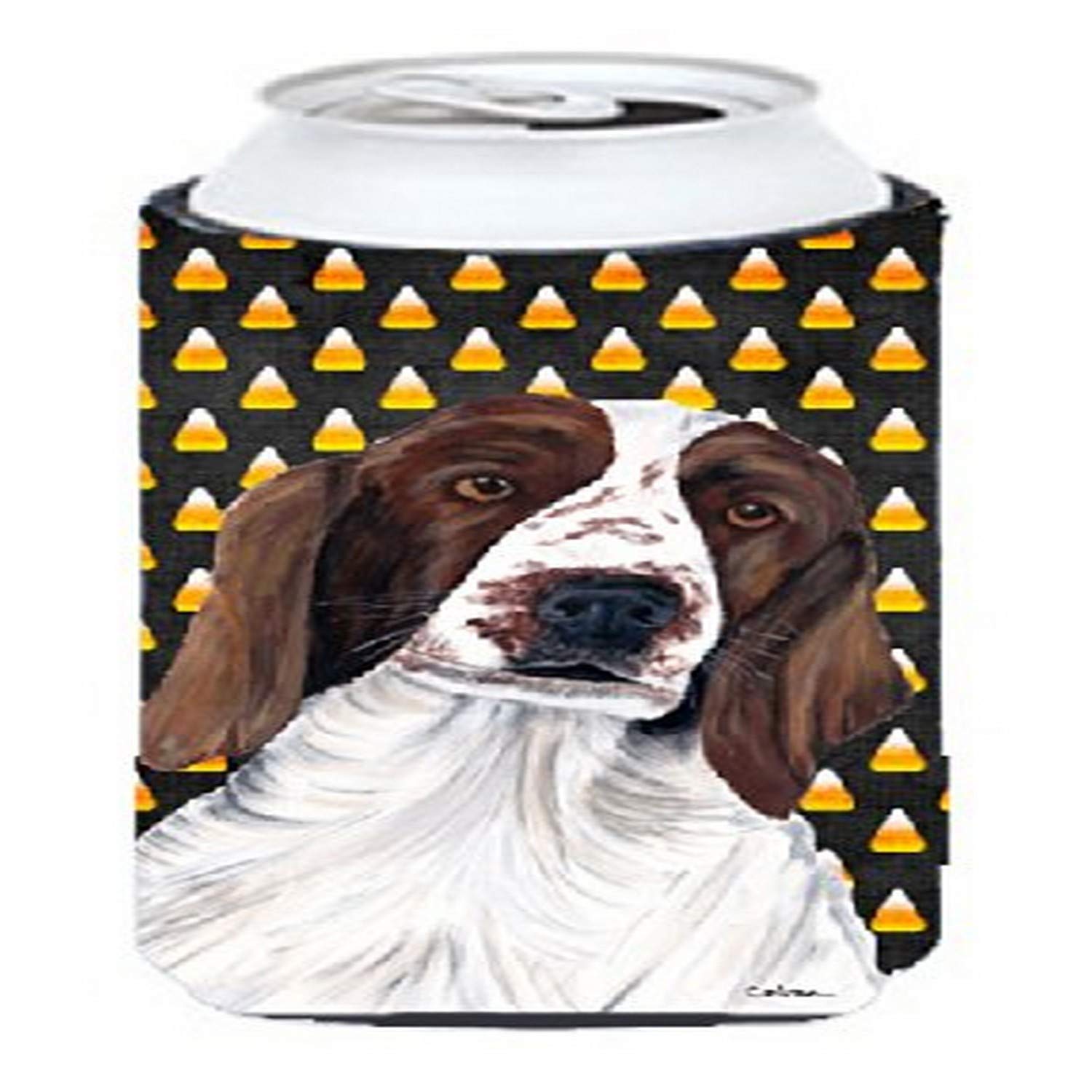 Welsh Springer Spaniel Candy Corn Halloween Portrait  Tall Boy Beverage Insulator Beverage Insulator Hugger