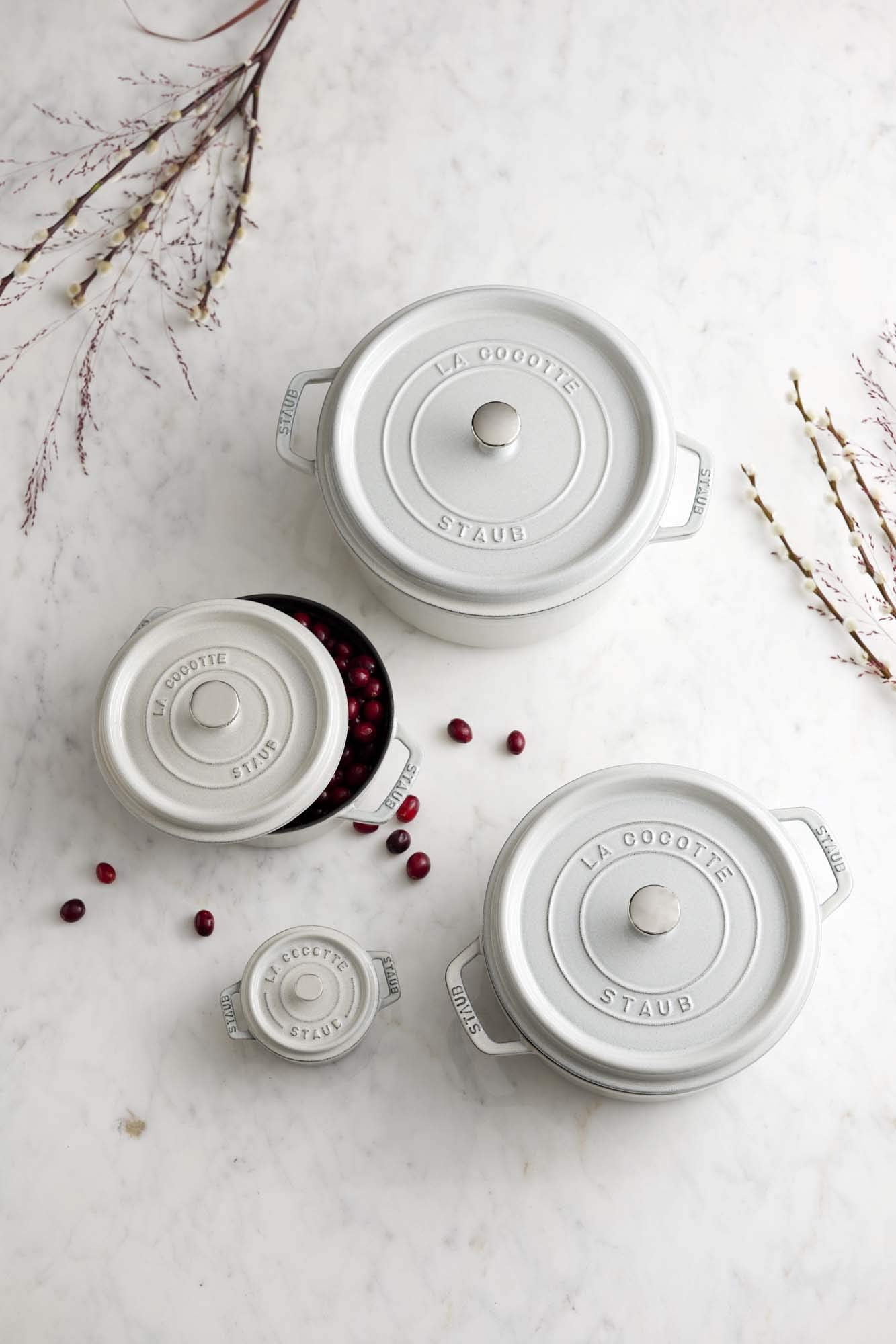 Staub Cast Iron 5.5-Qt Round Cocotte - White Truffle, Made In France