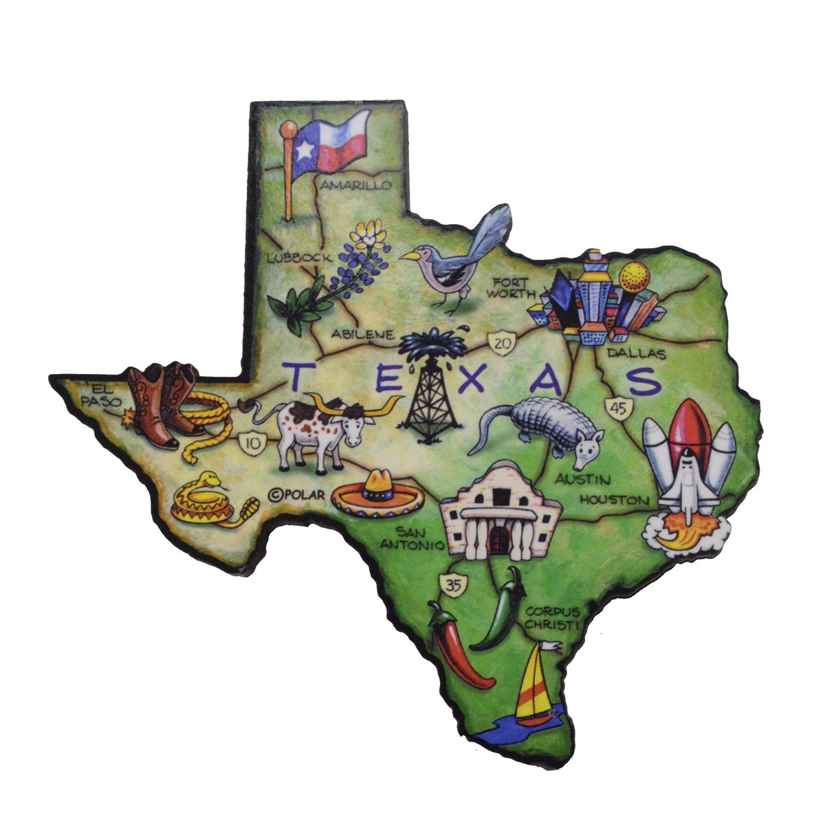 Treasure Gurus Texas The Lone Star State Large State Shaped Artwood Jumbo Fridge Magnet