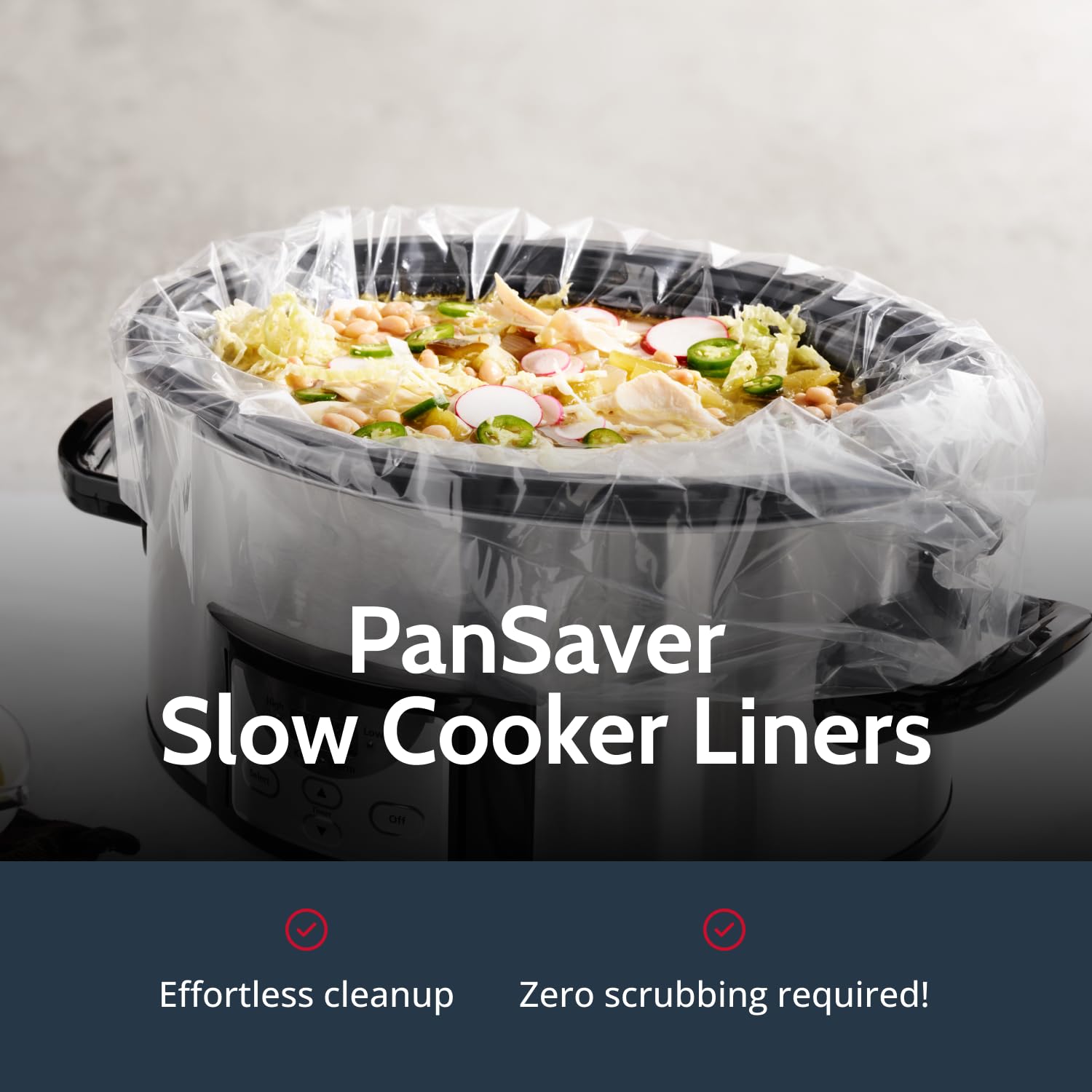 Pansaver Ez Clean Slow Cooker Liners - Disposable Liners & Bags For Instant Cleanup With No Scrubbing - Fits Slow Cookers And 9X